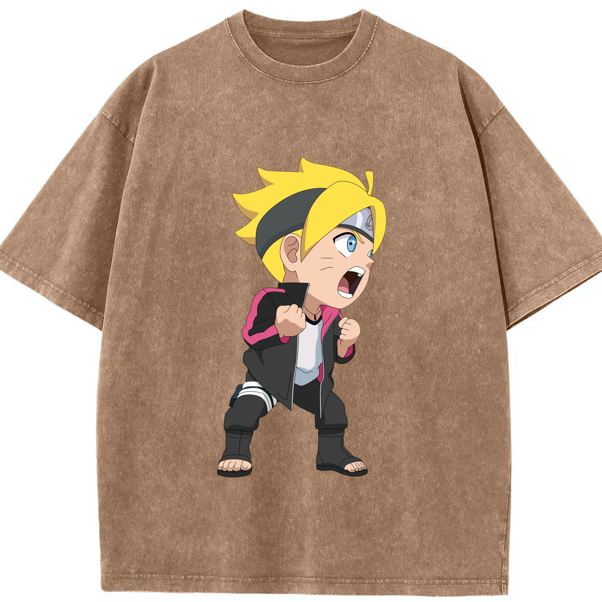 （画像用） NARUTO -ナルト- うずまき ボルト Uzumaki Boruto 綿100% ヴィンテージ風 半袖Tシャツ（フロントプリント）