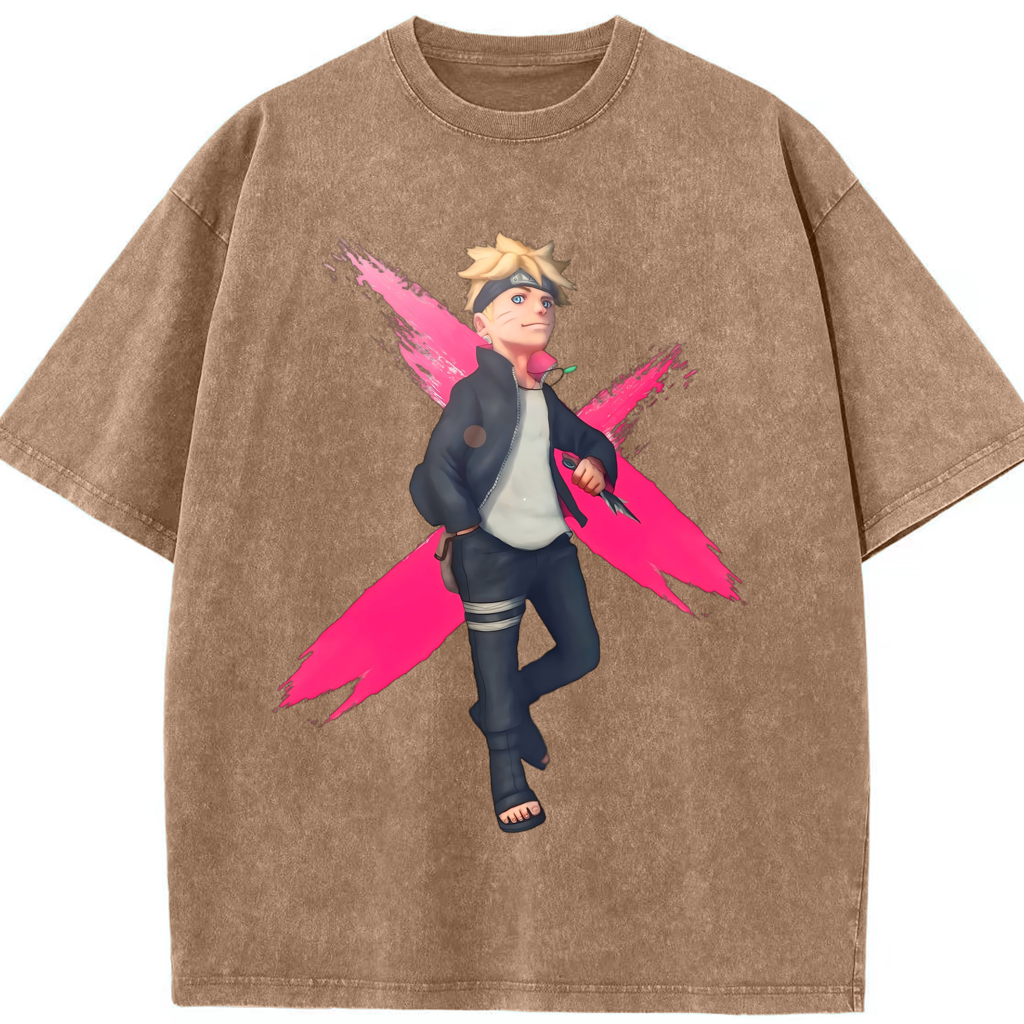 （画像用） NARUTO -ナルト- うずまき ボルト Uzumaki Boruto 綿100% ヴィンテージ風 半袖Tシャツ（フロントプリント）