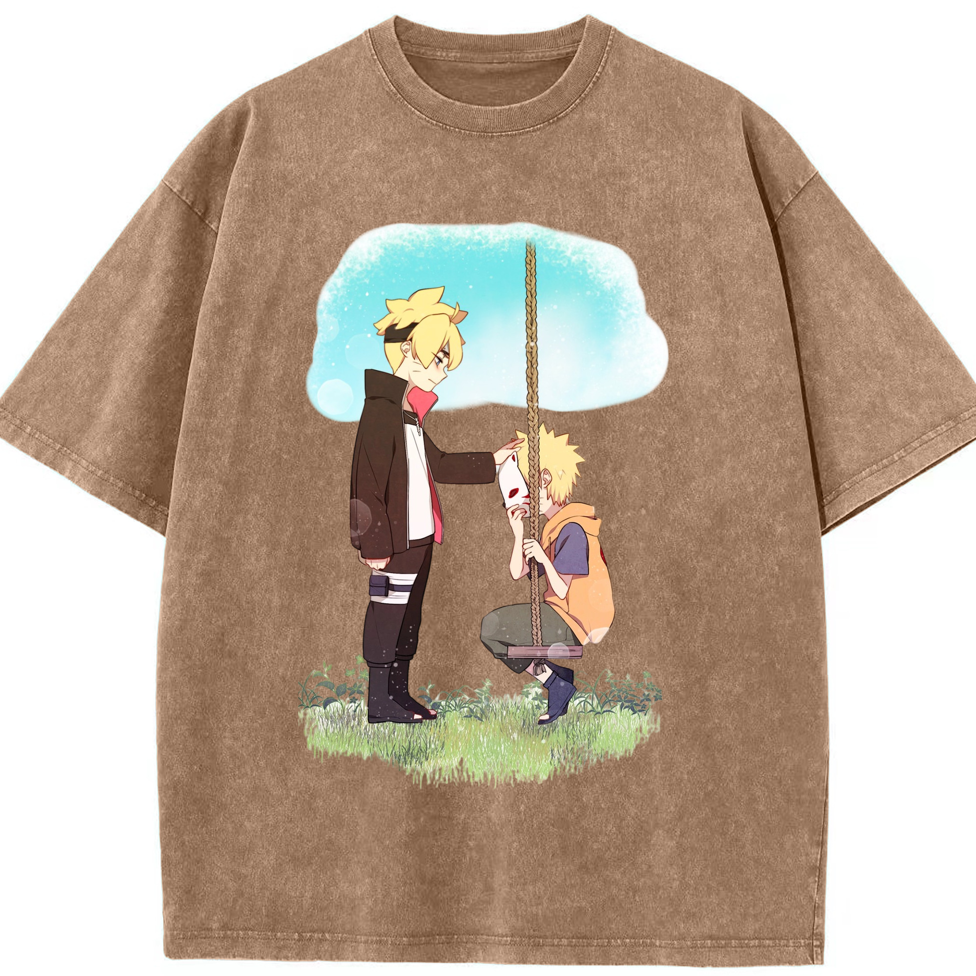 （画像用） NARUTO -ナルト- うずまき ボルト Uzumaki Boruto 綿100% ヴィンテージ風 半袖Tシャツ（フロントプリント）