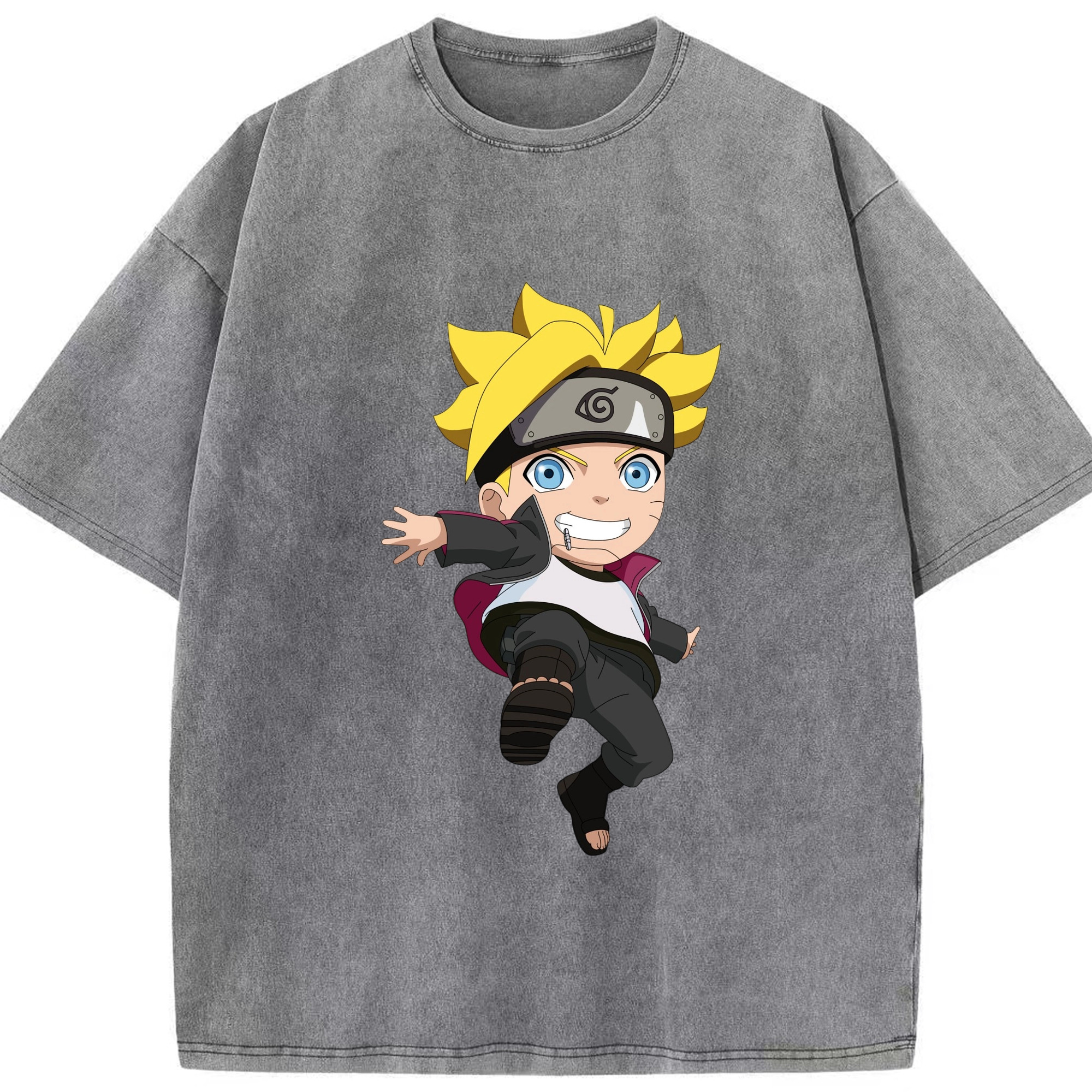 （画像用） NARUTO -ナルト- うずまき ボルト Uzumaki Boruto 綿100% ヴィンテージ風 半袖Tシャツ（フロントプリント）