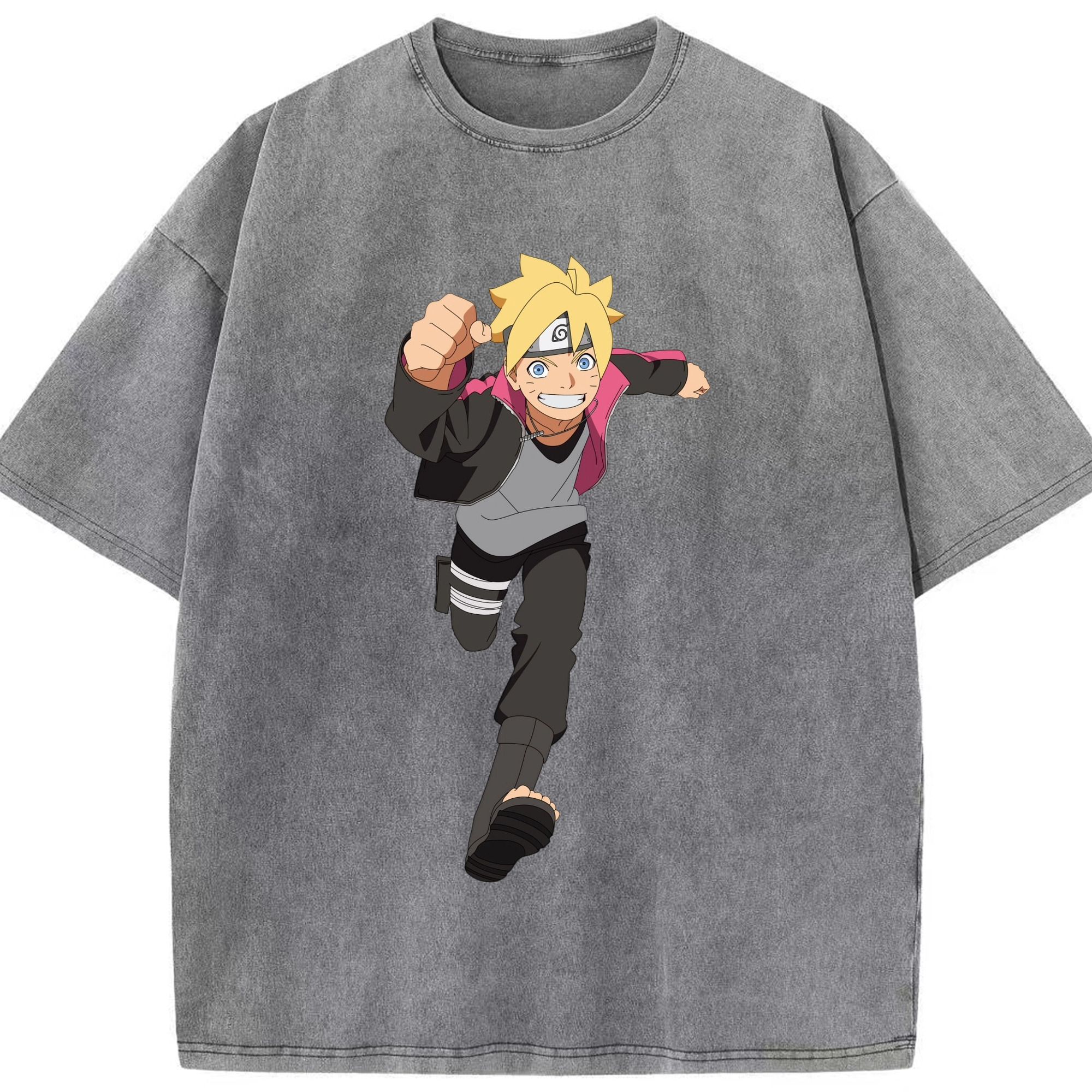 （画像用） NARUTO -ナルト- うずまき ボルト Uzumaki Boruto 綿100% ヴィンテージ風 半袖Tシャツ（フロントプリント）