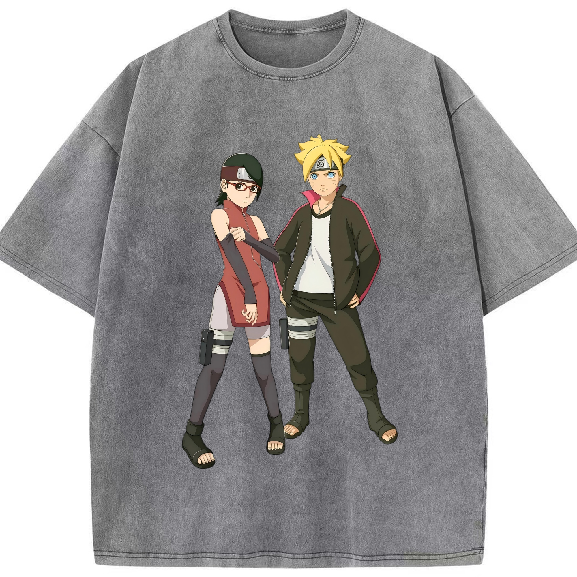 （画像用） NARUTO -ナルト- うずまき ボルト Uzumaki Boruto 綿100% ヴィンテージ風 半袖Tシャツ（フロントプリント）