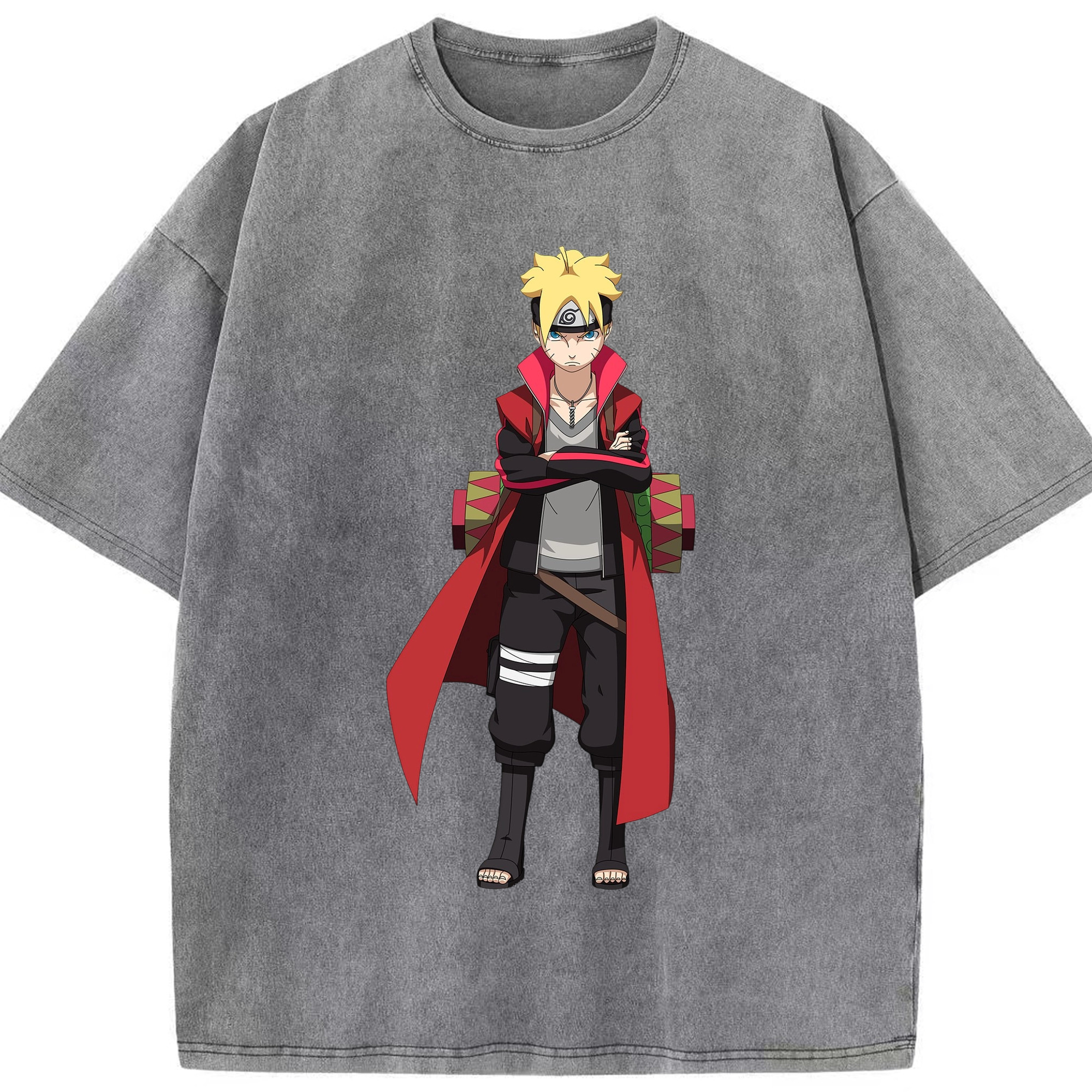 （画像用） NARUTO -ナルト- うずまき ボルト Uzumaki Boruto 綿100% ヴィンテージ風 半袖Tシャツ（フロントプリント）
