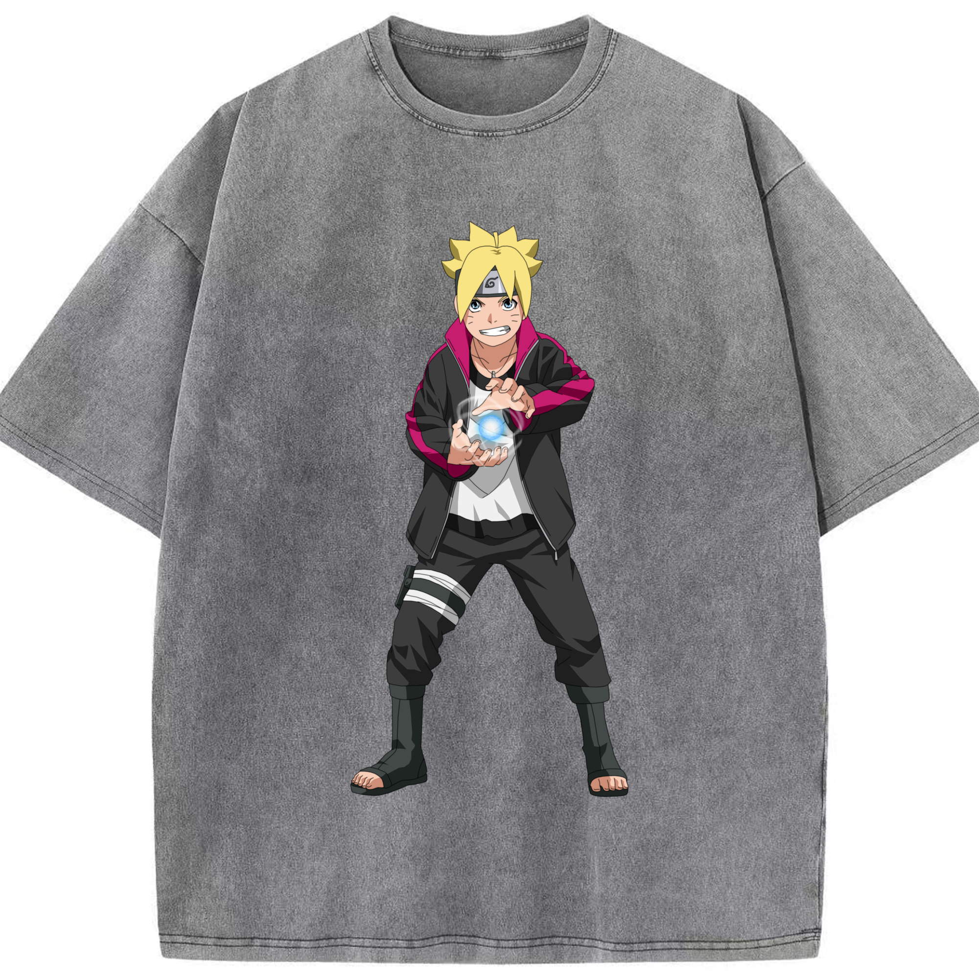 （画像用） NARUTO -ナルト- うずまき ボルト Uzumaki Boruto 綿100% ヴィンテージ風 半袖Tシャツ（フロントプリント）