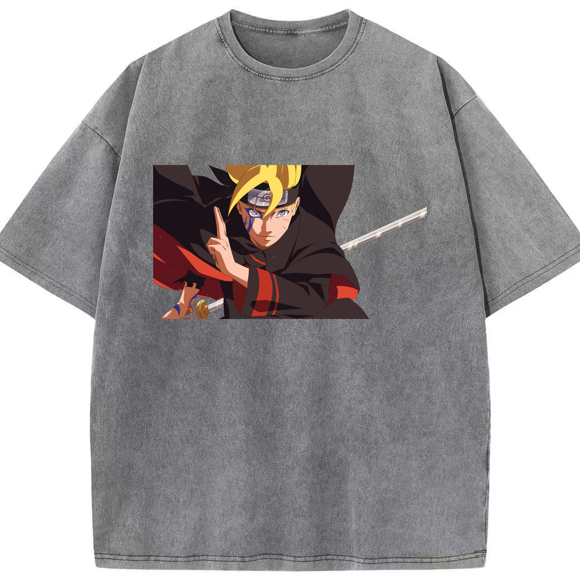 （画像用） NARUTO -ナルト- うずまき ボルト Uzumaki Boruto 綿100% ヴィンテージ風 半袖Tシャツ（フロントプリント）