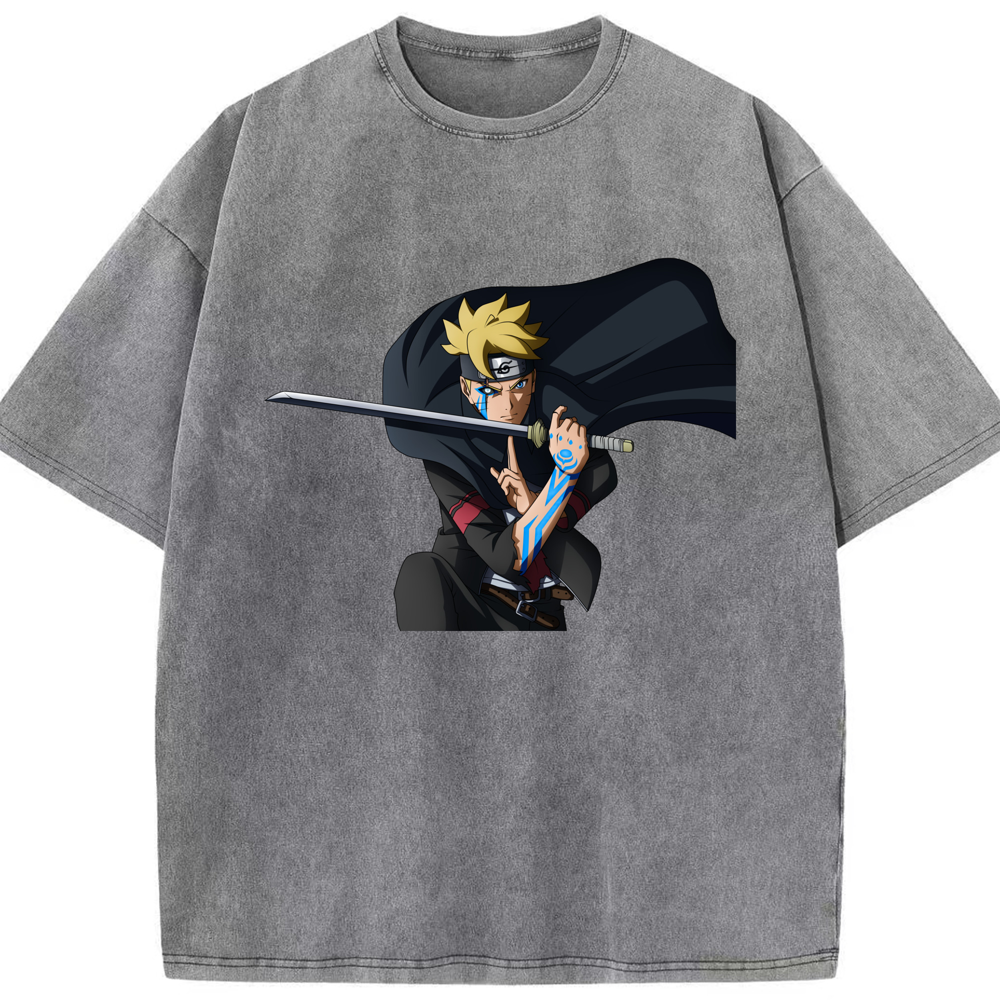 （画像用） NARUTO -ナルト- うずまき ボルト Uzumaki Boruto 綿100% ヴィンテージ風 半袖Tシャツ（フロントプリント）