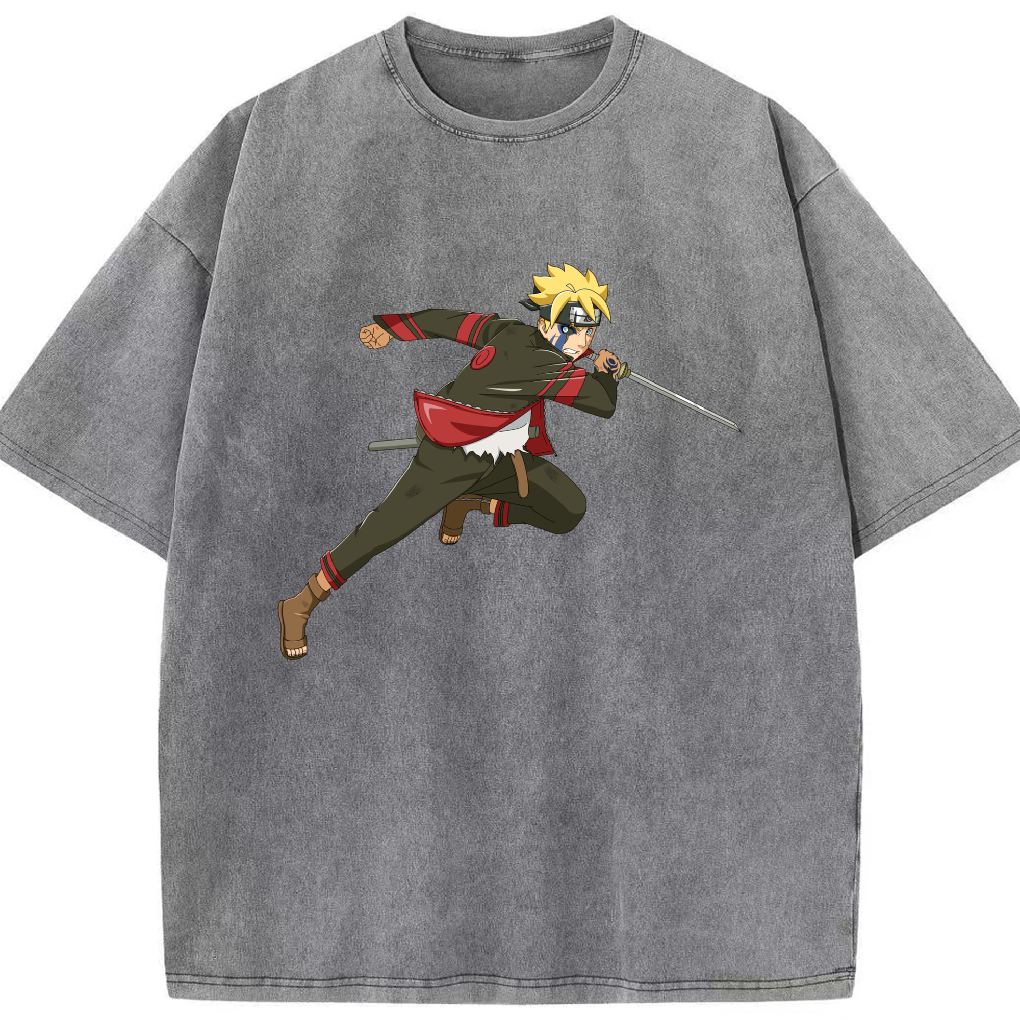 （画像用） NARUTO -ナルト- うずまき ボルト Uzumaki Boruto 綿100% ヴィンテージ風 半袖Tシャツ（フロントプリント）