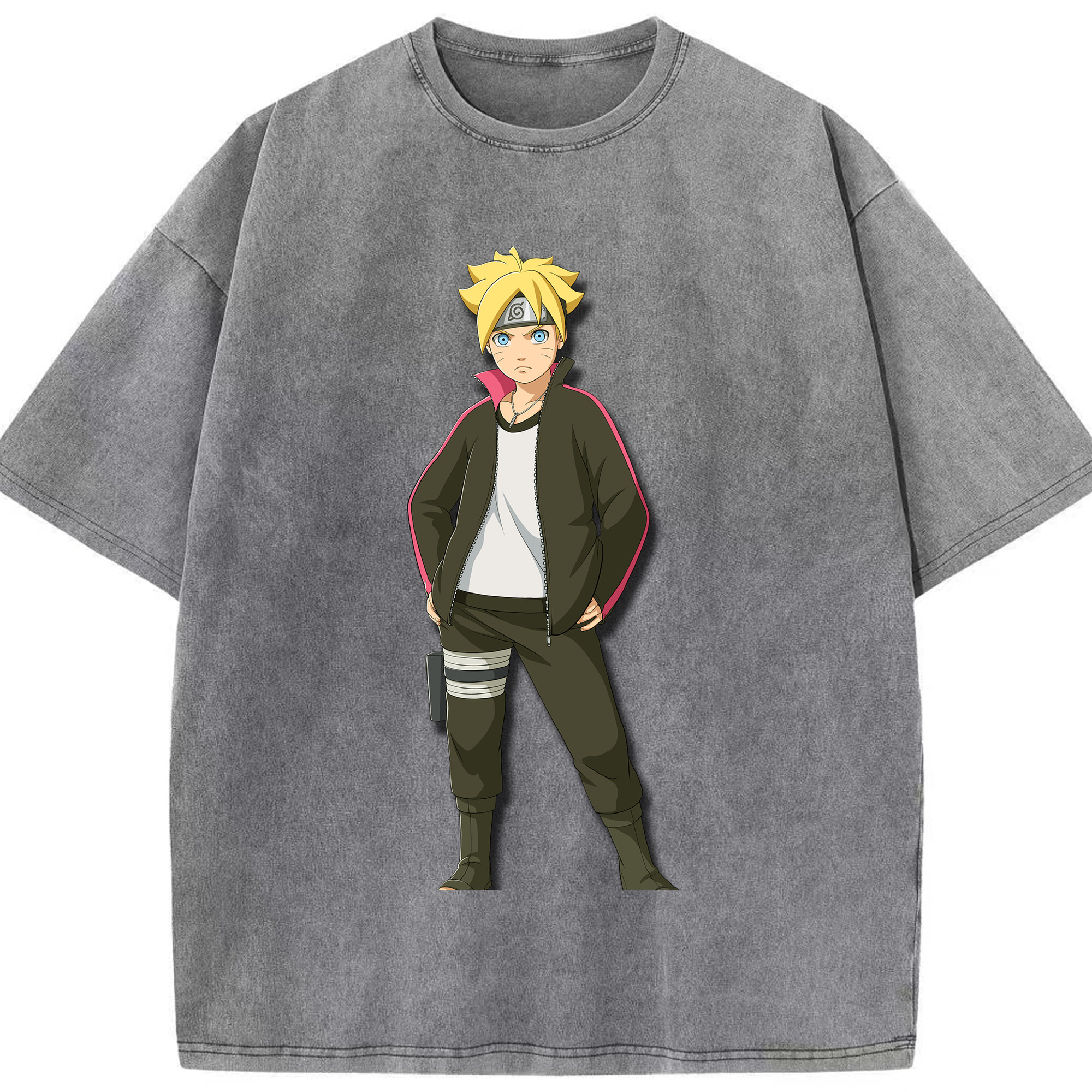 （画像用） NARUTO -ナルト- うずまき ボルト Uzumaki Boruto 綿100% ヴィンテージ風 半袖Tシャツ（フロントプリント）