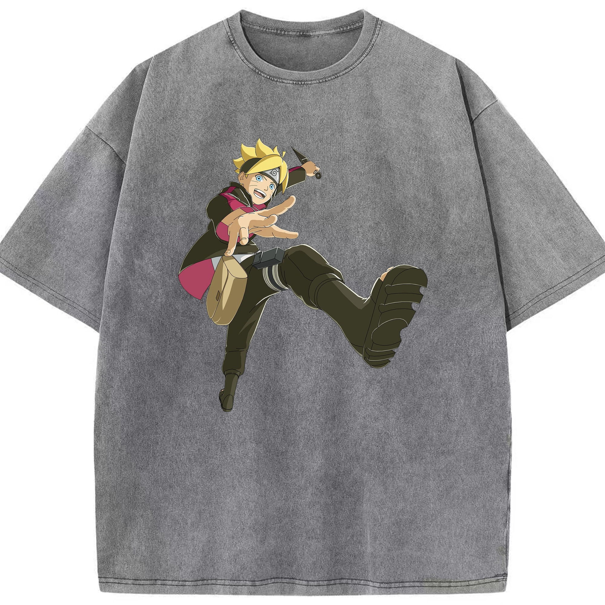 （画像用） NARUTO -ナルト- うずまき ボルト Uzumaki Boruto 綿100% ヴィンテージ風 半袖Tシャツ（フロントプリント）