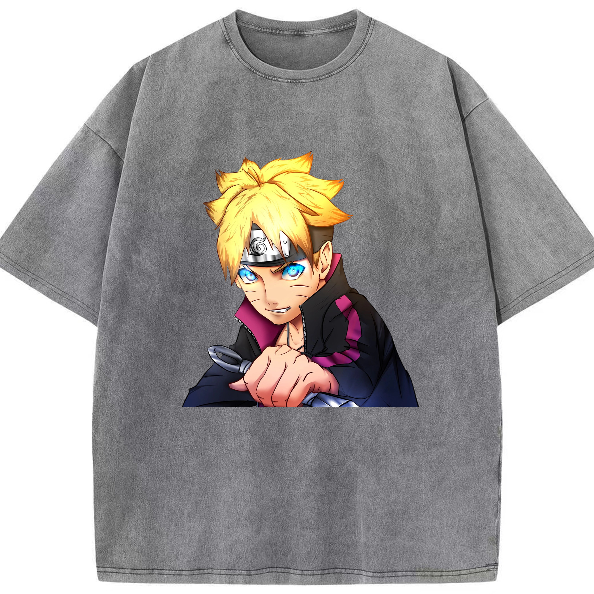 （画像用） NARUTO -ナルト- うずまき ボルト Uzumaki Boruto 綿100% ヴィンテージ風 半袖Tシャツ（フロントプリント）