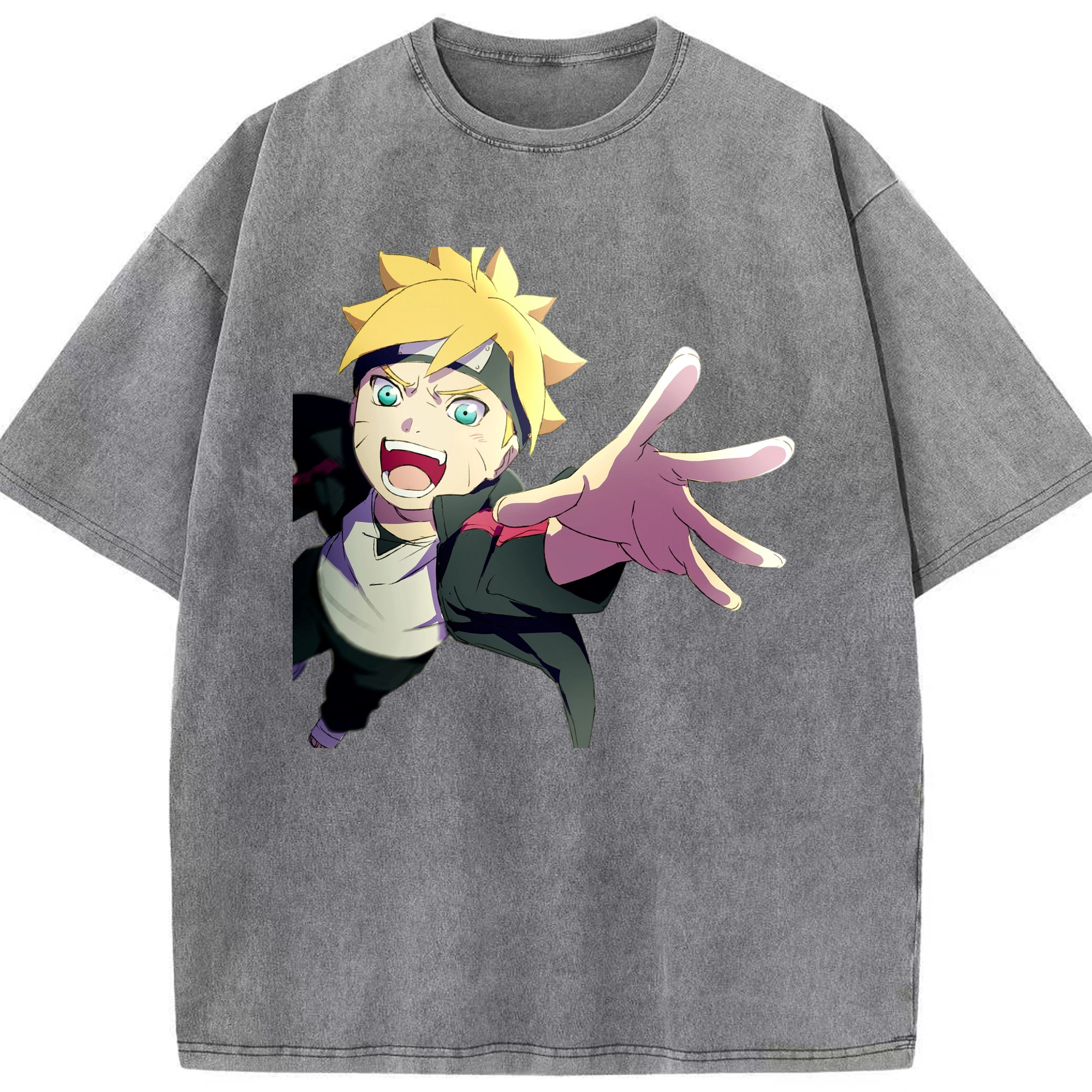 （画像用） NARUTO -ナルト- うずまき ボルト Uzumaki Boruto 綿100% ヴィンテージ風 半袖Tシャツ（フロントプリント）
