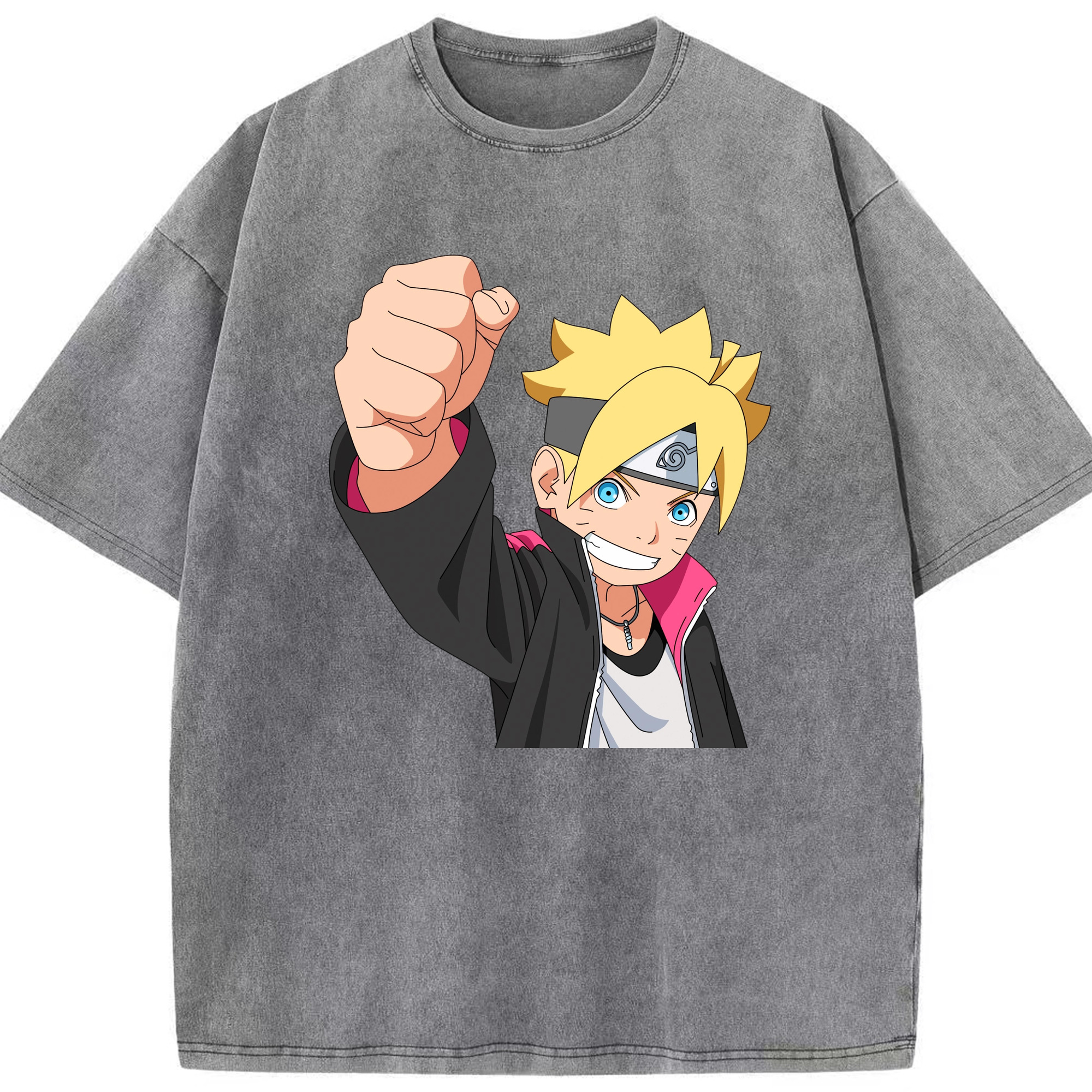 （画像用） NARUTO -ナルト- うずまき ボルト Uzumaki Boruto 綿100% ヴィンテージ風 半袖Tシャツ（フロントプリント）