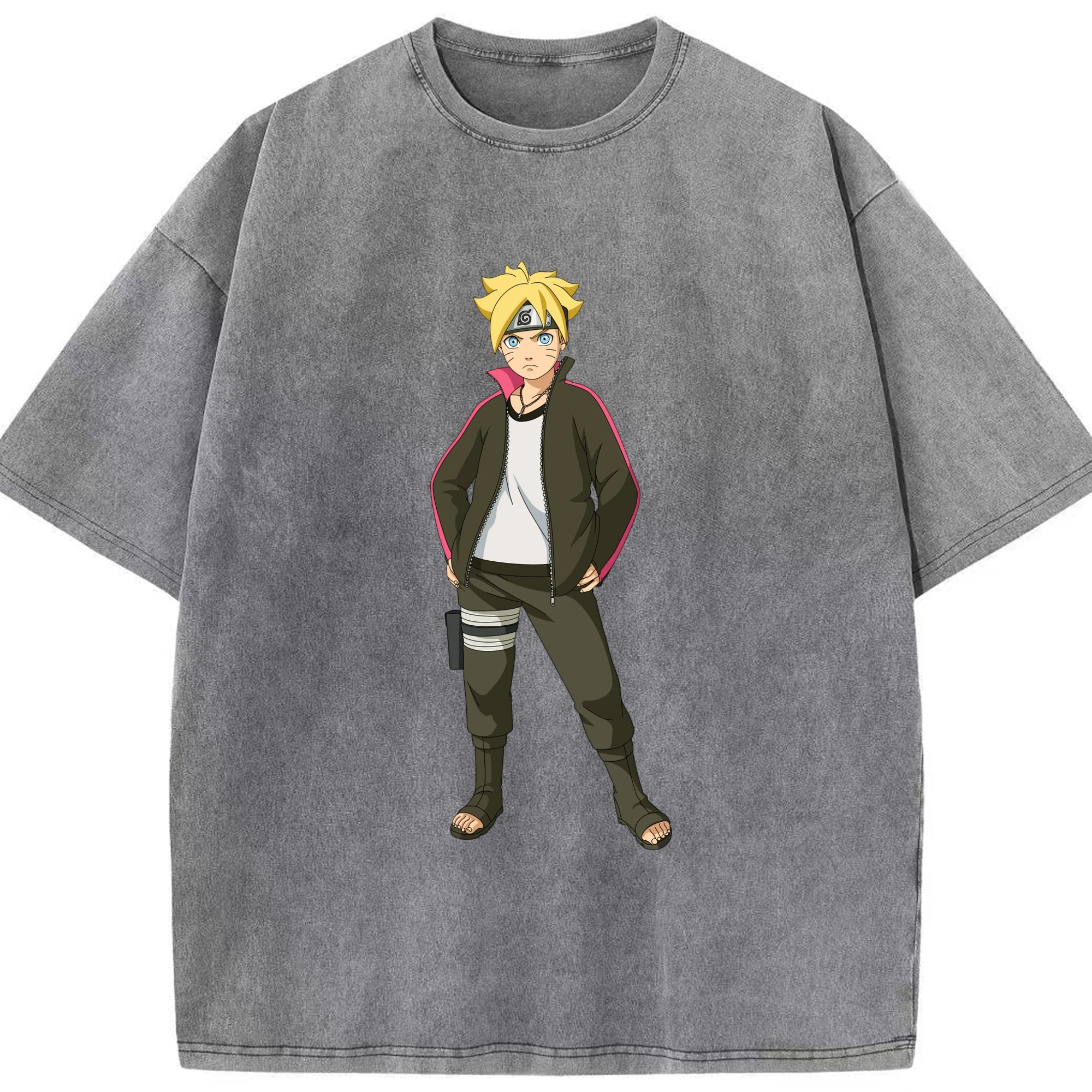 （画像用） NARUTO -ナルト- うずまき ボルト Uzumaki Boruto 綿100% ヴィンテージ風 半袖Tシャツ（フロントプリント）