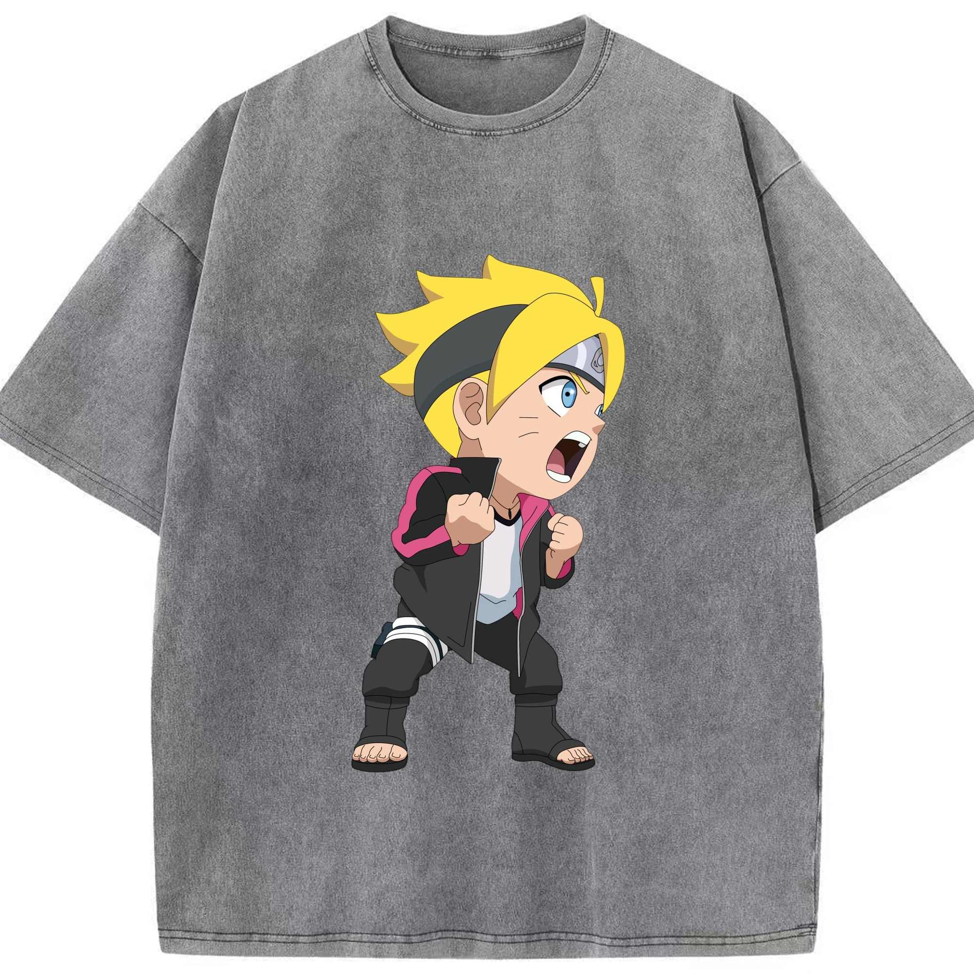 （画像用） NARUTO -ナルト- うずまき ボルト Uzumaki Boruto 綿100% ヴィンテージ風 半袖Tシャツ（フロントプリント）