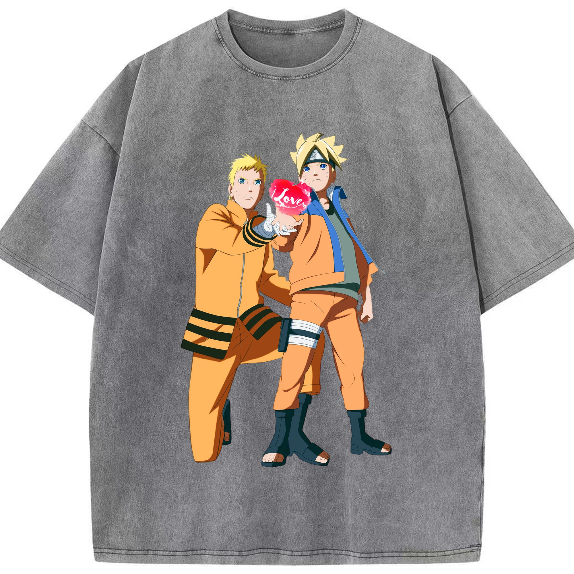 （画像用） NARUTO -ナルト- うずまき ボルト Uzumaki Boruto 綿100% ヴィンテージ風 半袖Tシャツ（フロントプリント）