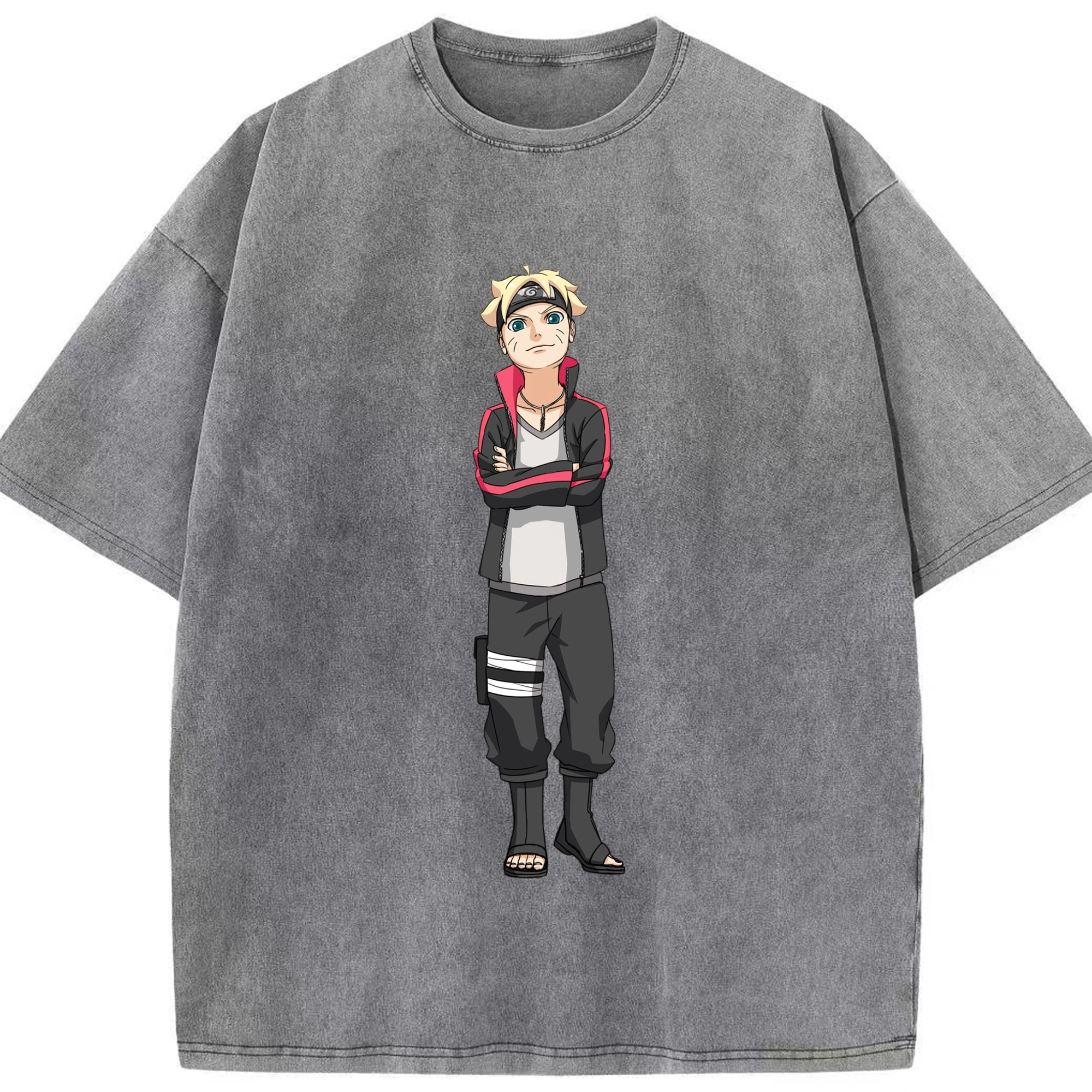 （画像用） NARUTO -ナルト- うずまき ボルト Uzumaki Boruto 綿100% ヴィンテージ風 半袖Tシャツ（フロントプリント）