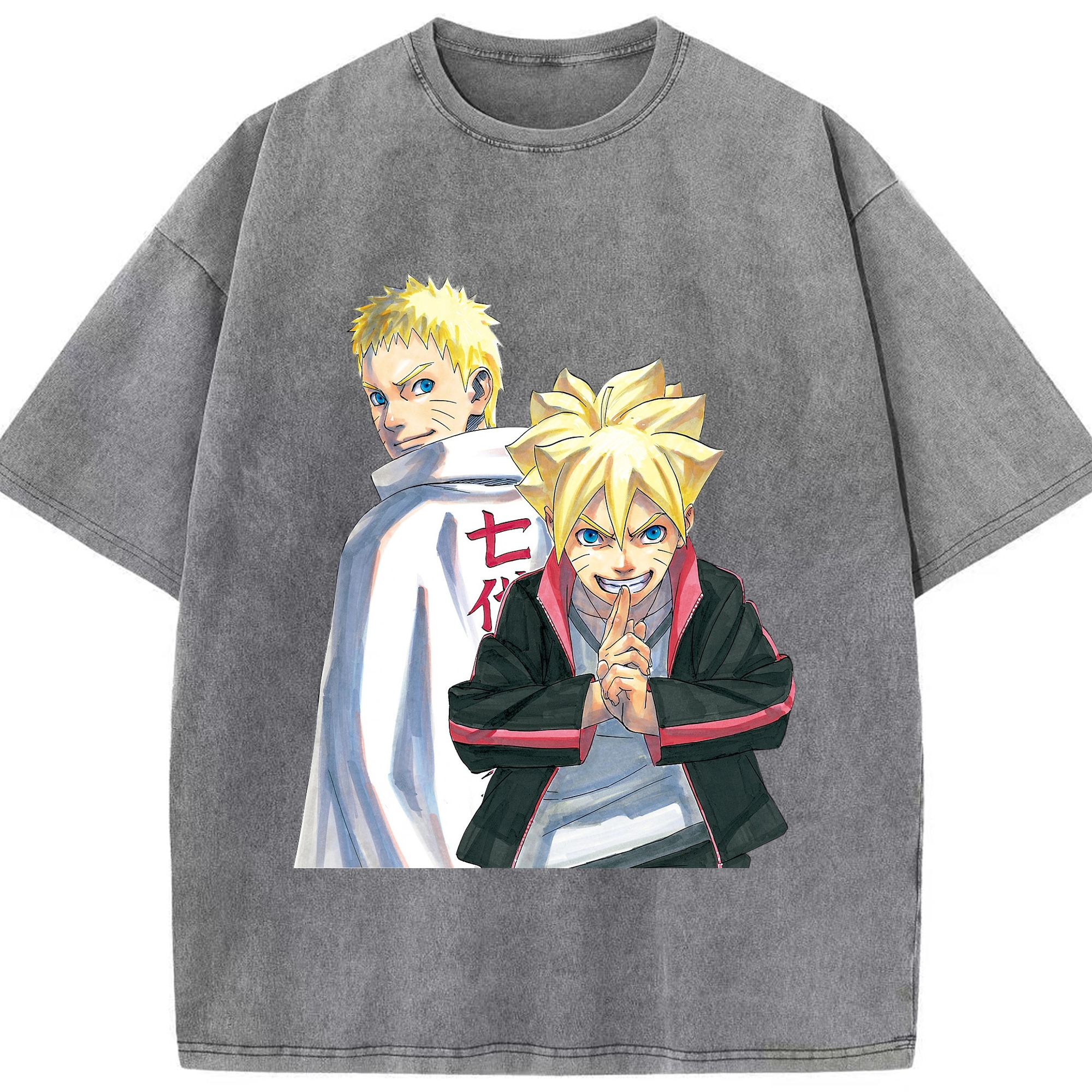 （画像用） NARUTO -ナルト- うずまき ボルト Uzumaki Boruto 綿100% ヴィンテージ風 半袖Tシャツ（フロントプリント）