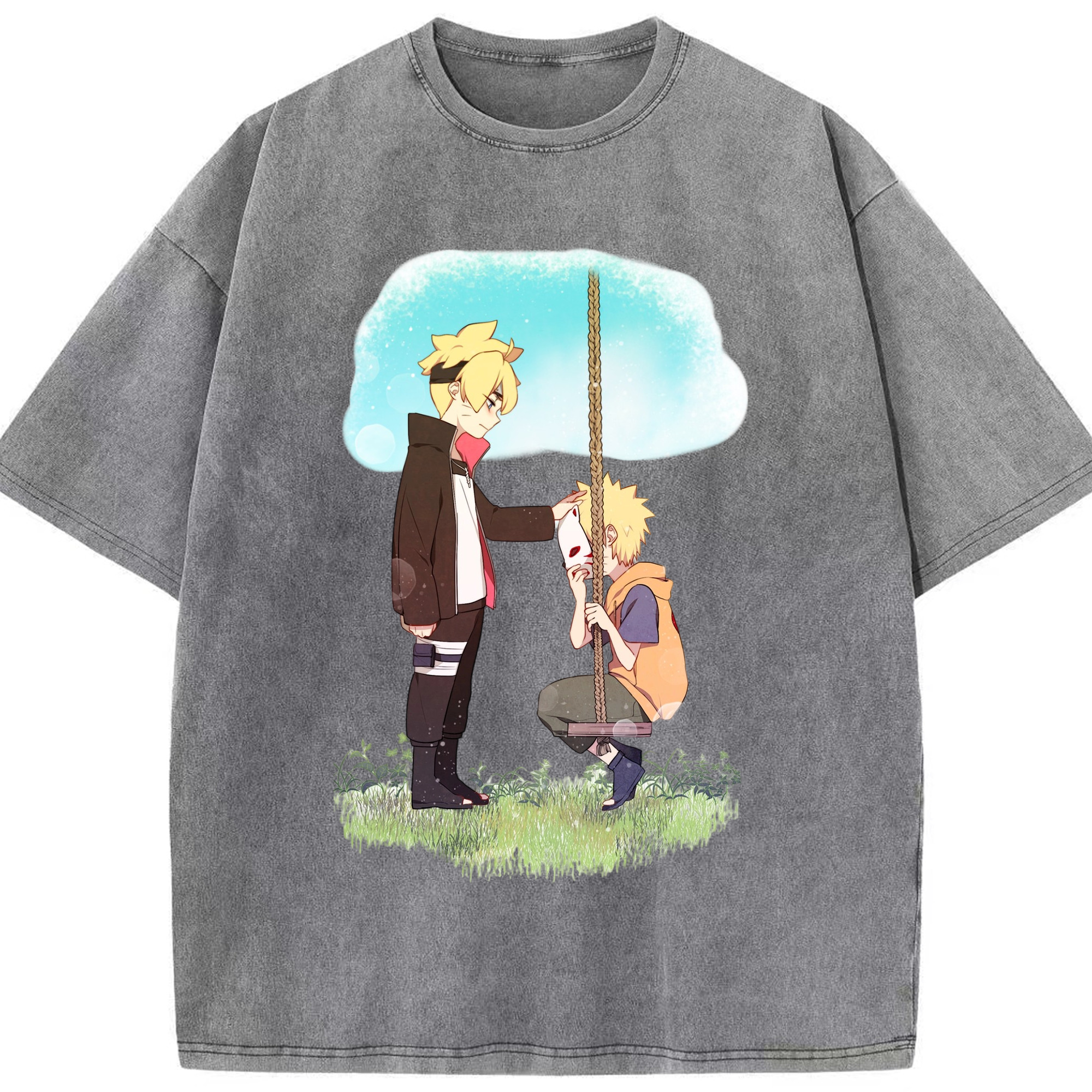 （画像用） NARUTO -ナルト- うずまき ボルト Uzumaki Boruto 綿100% ヴィンテージ風 半袖Tシャツ（フロントプリント）