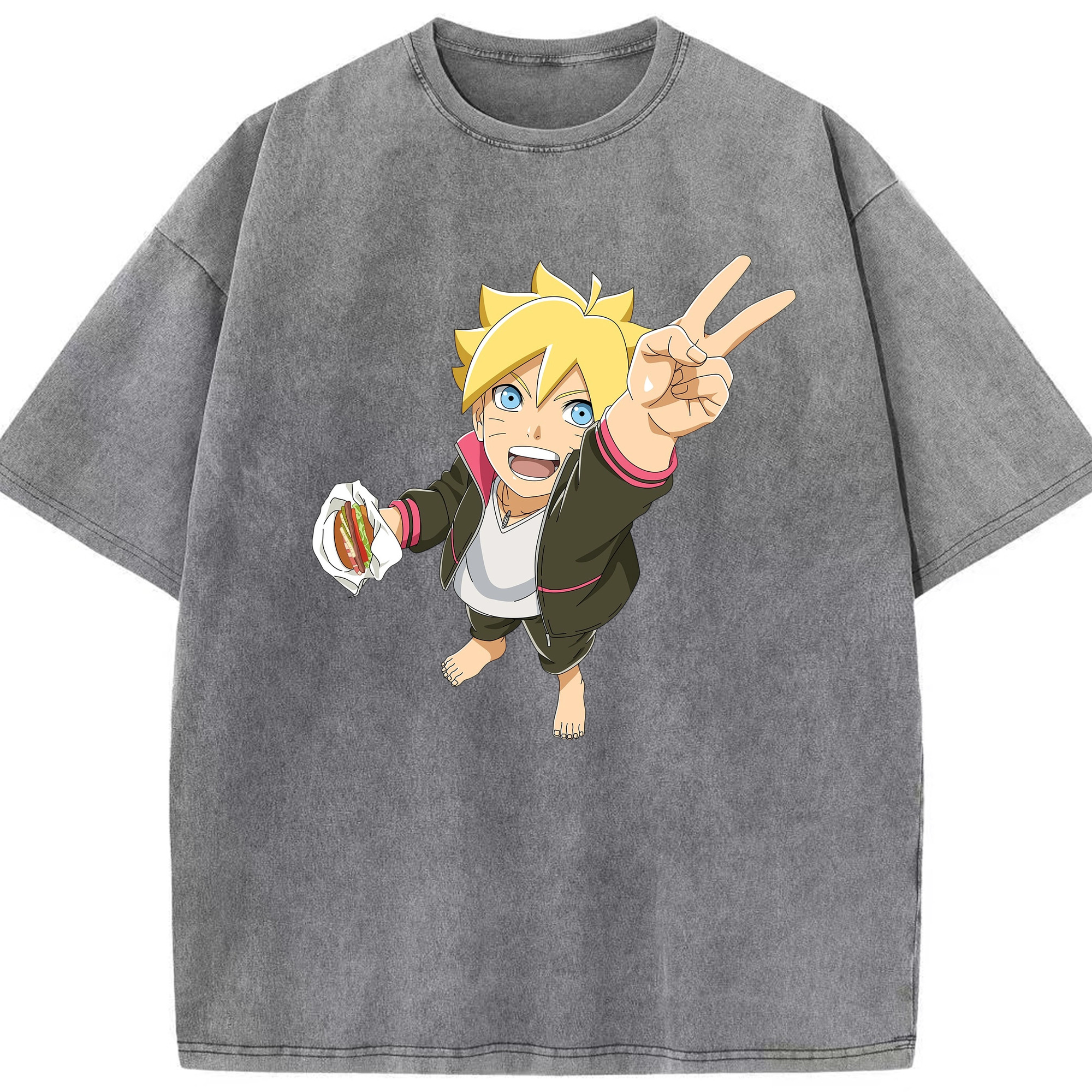 （画像用） NARUTO -ナルト- うずまき ボルト Uzumaki Boruto 綿100% ヴィンテージ風 半袖Tシャツ（フロントプリント）