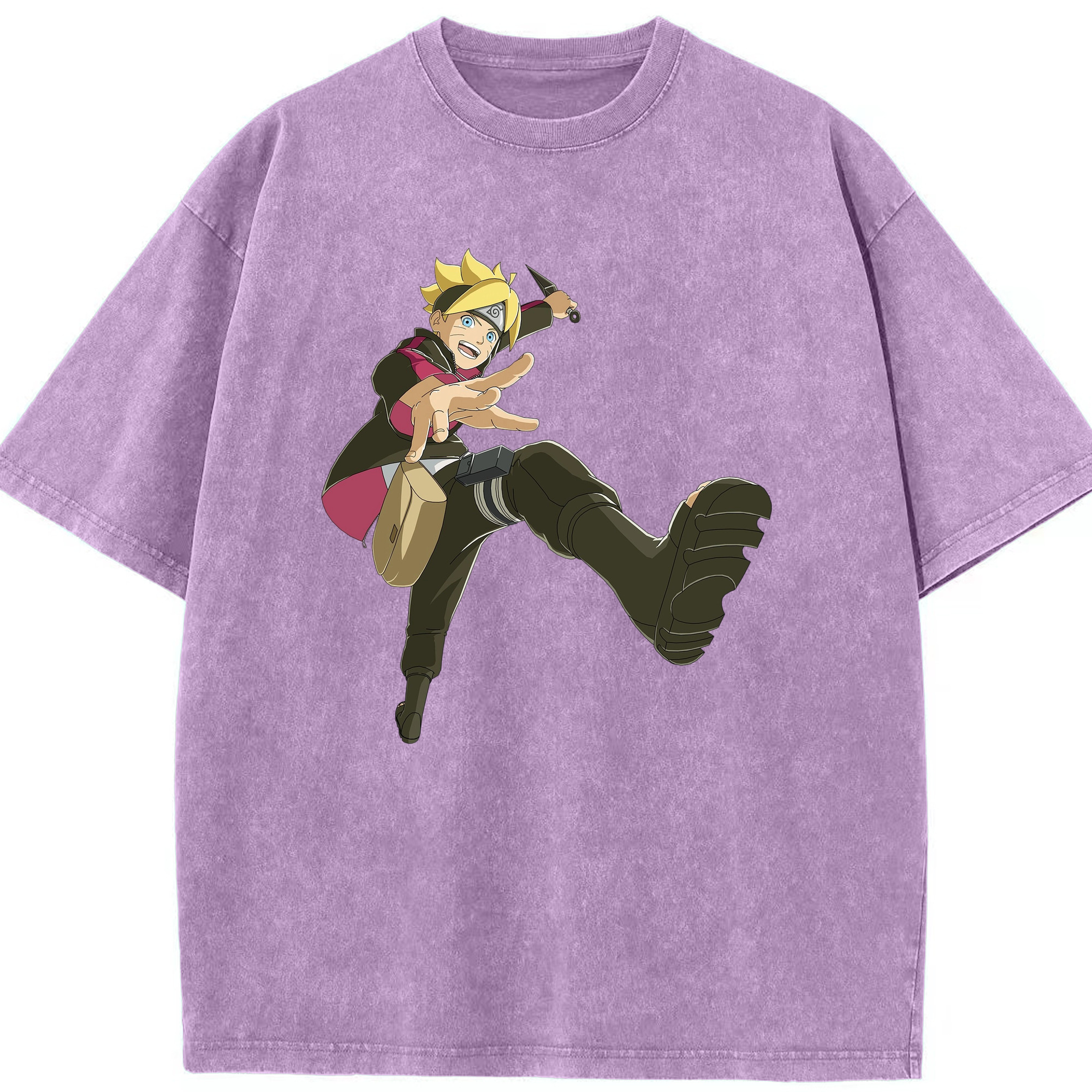（画像用） NARUTO -ナルト- うずまき ボルト Uzumaki Boruto 綿100% ヴィンテージ風 半袖Tシャツ（フロントプリント）