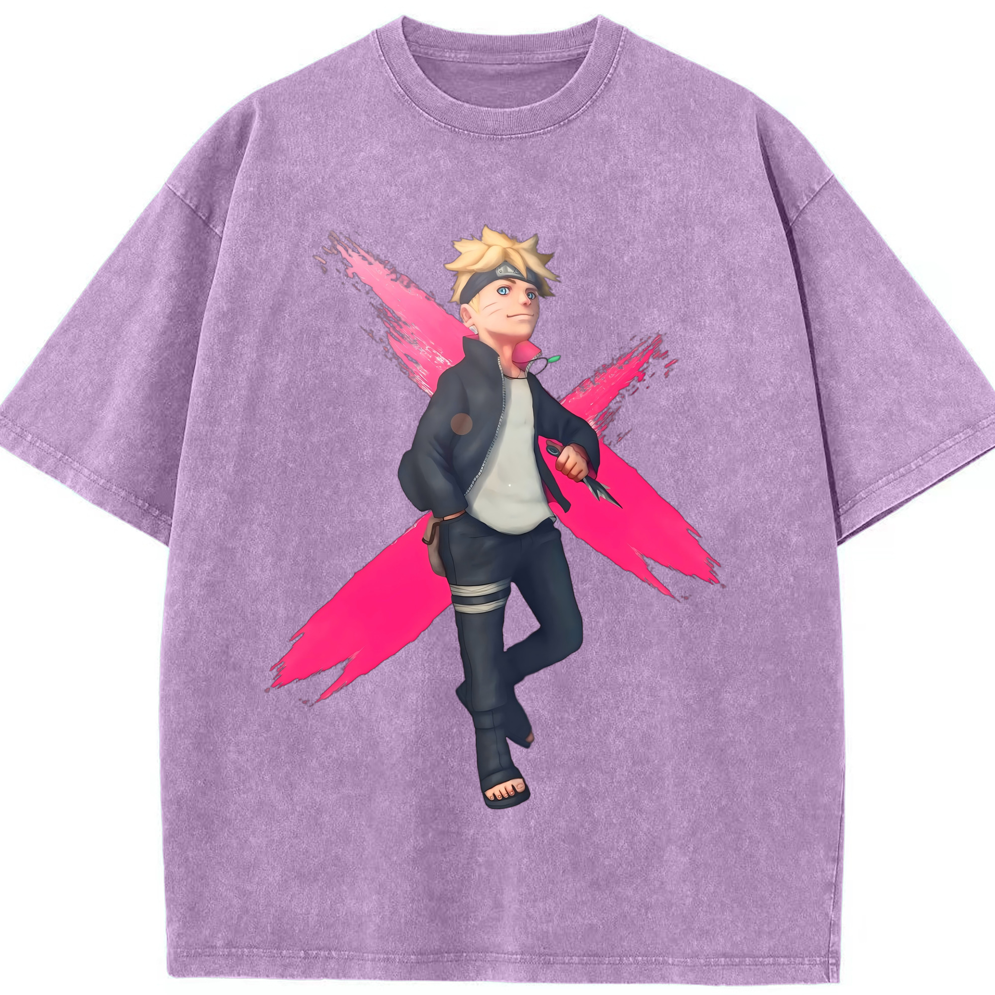 （画像用） NARUTO -ナルト- うずまき ボルト Uzumaki Boruto 綿100% ヴィンテージ風 半袖Tシャツ（フロントプリント）