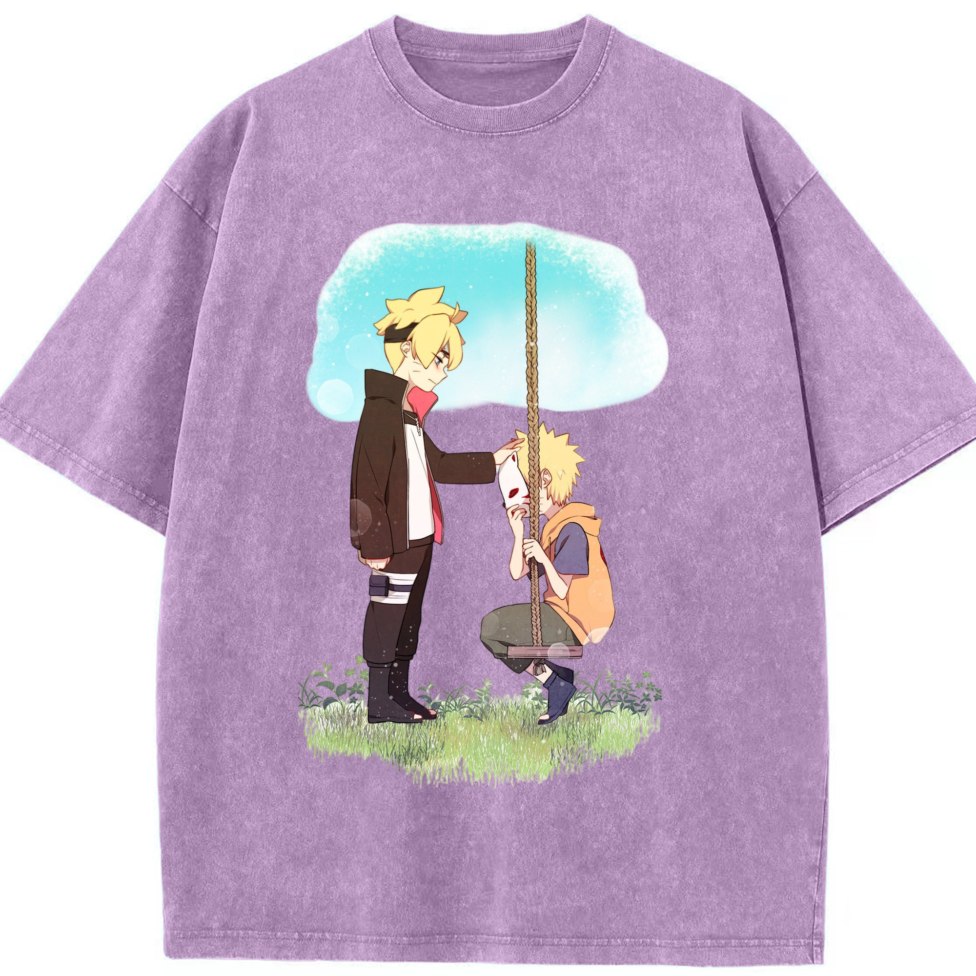 （画像用） NARUTO -ナルト- うずまき ボルト Uzumaki Boruto 綿100% ヴィンテージ風 半袖Tシャツ（フロントプリント）