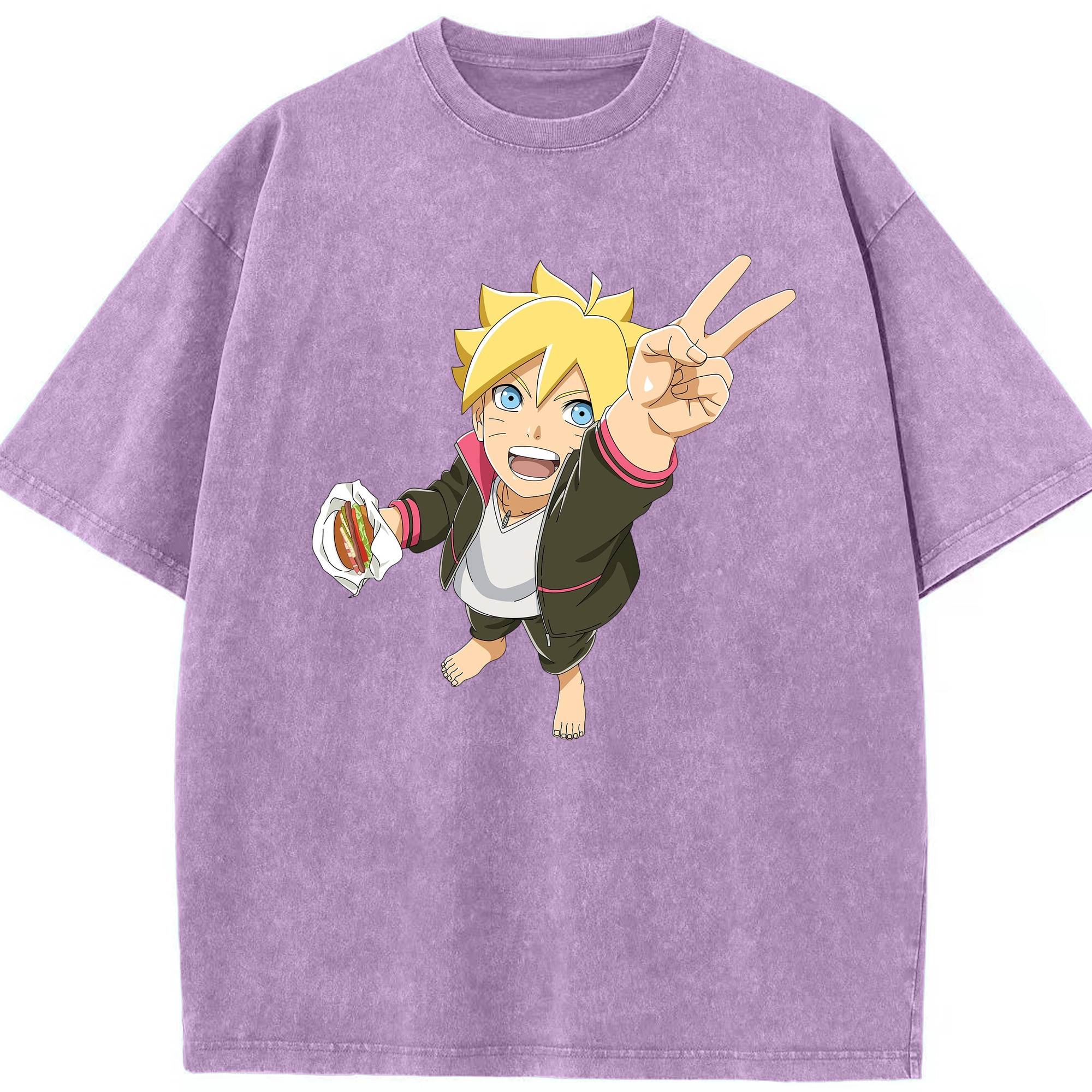 （画像用） NARUTO -ナルト- うずまき ボルト Uzumaki Boruto 綿100% ヴィンテージ風 半袖Tシャツ（フロントプリント）