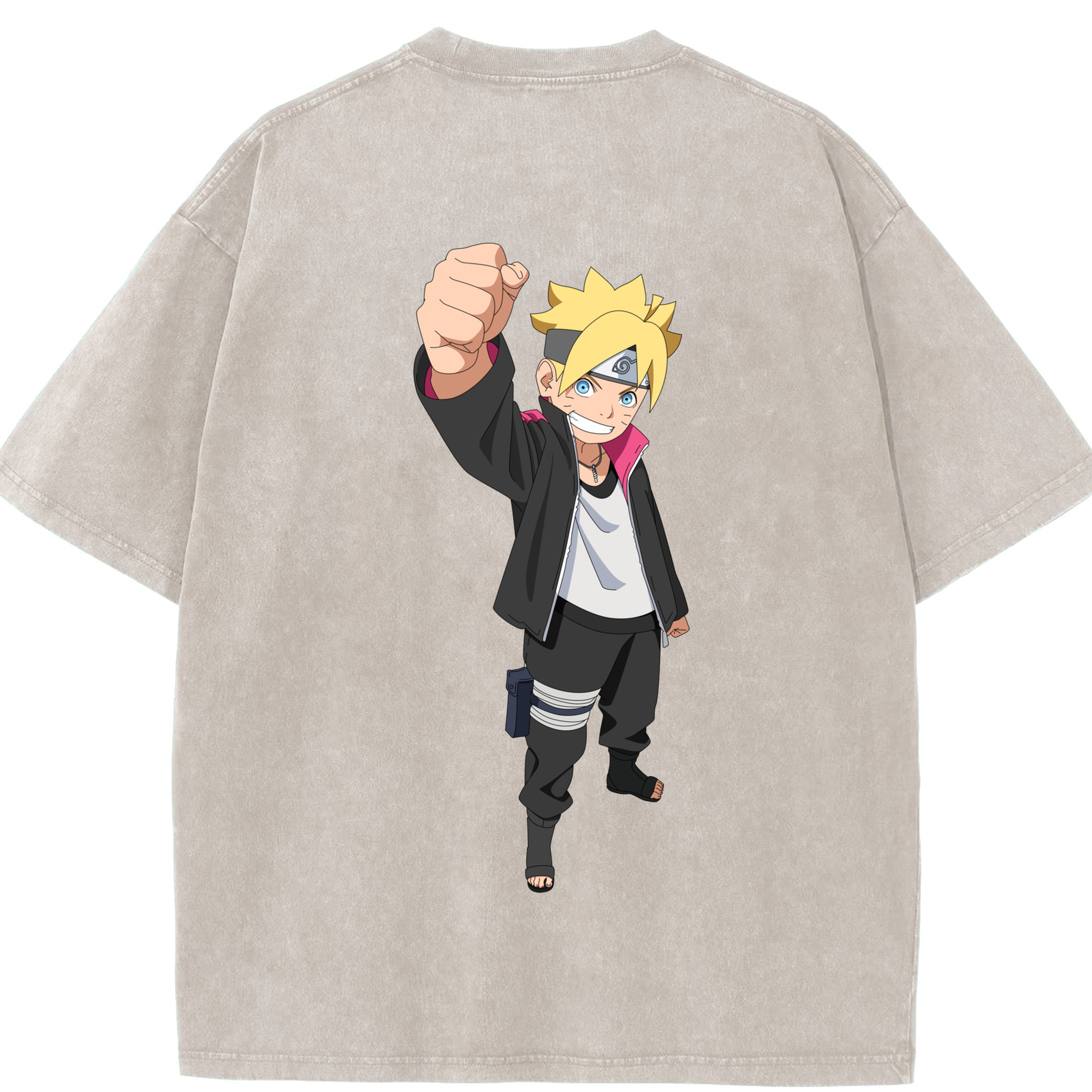 （画像用） NARUTO -ナルト- うずまき ボルト Uzumaki Boruto 綿100% ヴィンテージ風 半袖Tシャツ（背面プリント）