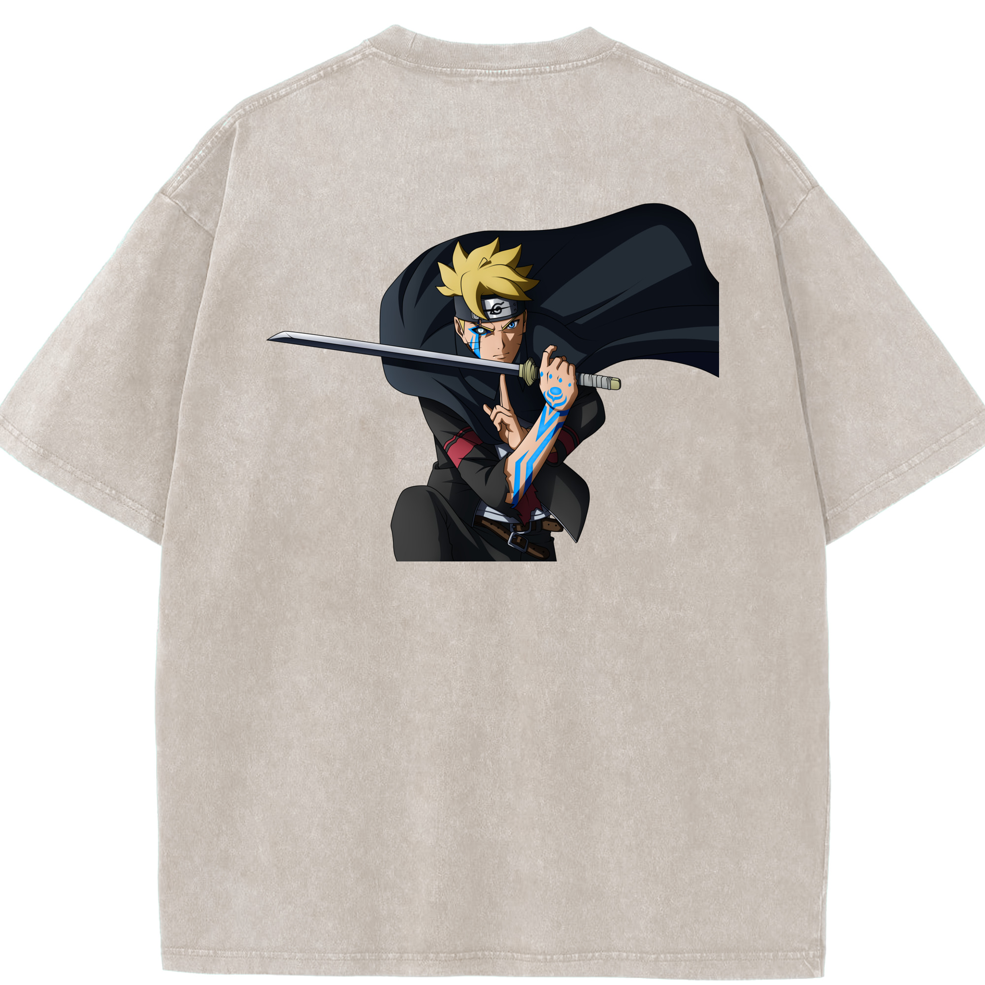 （画像用） NARUTO -ナルト- うずまき ボルト Uzumaki Boruto 綿100% ヴィンテージ風 半袖Tシャツ（背面プリント）