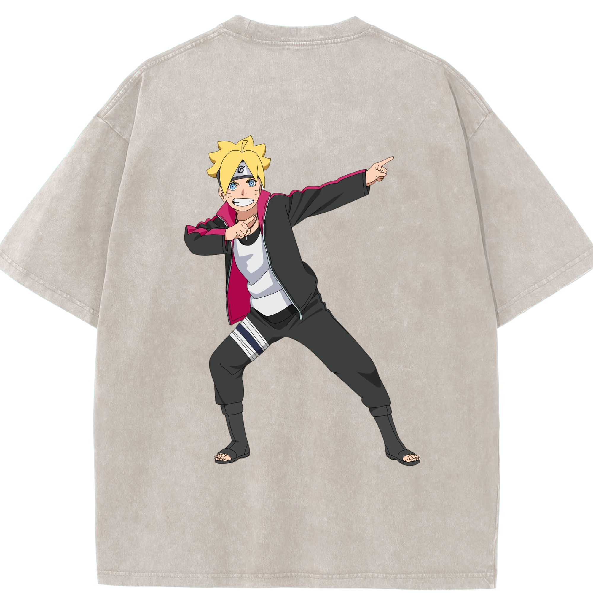 （画像用） NARUTO -ナルト- うずまき ボルト Uzumaki Boruto 綿100% ヴィンテージ風 半袖Tシャツ（背面プリント）