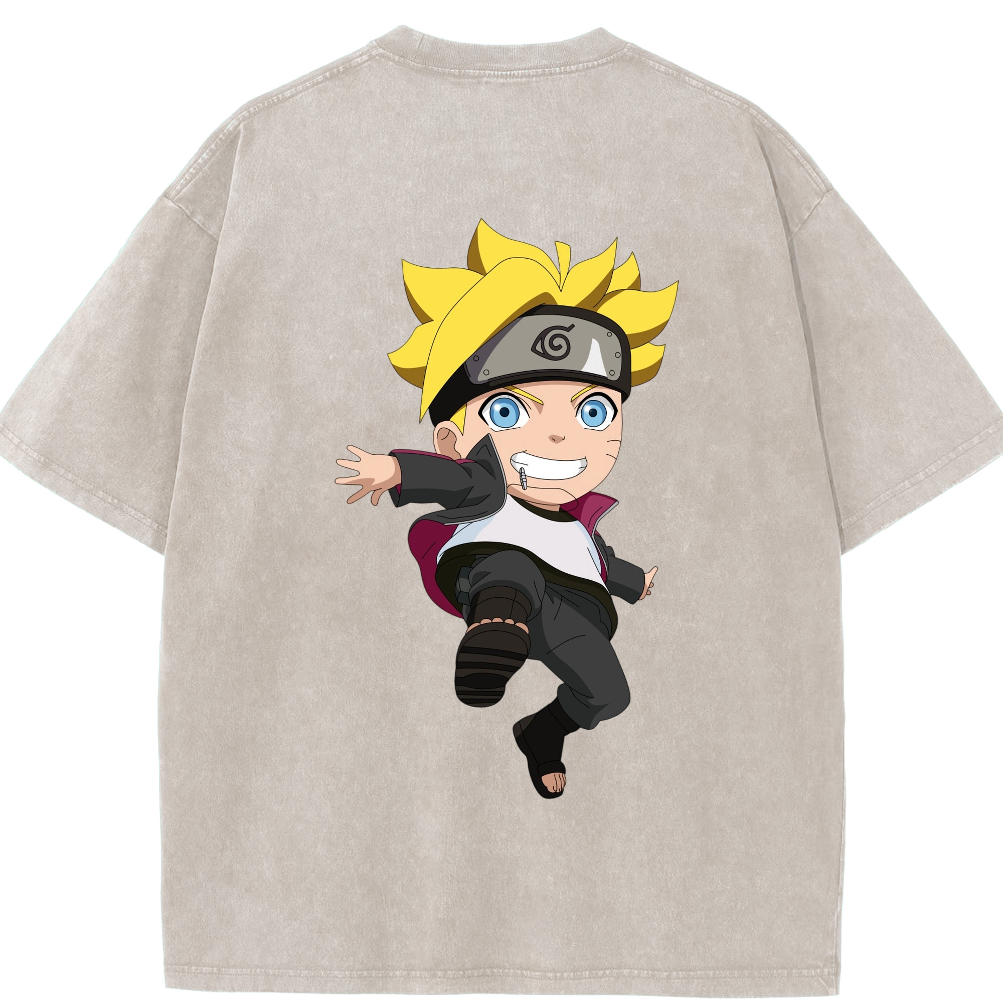（画像用） NARUTO -ナルト- うずまき ボルト Uzumaki Boruto 綿100% ヴィンテージ風 半袖Tシャツ（背面プリント）