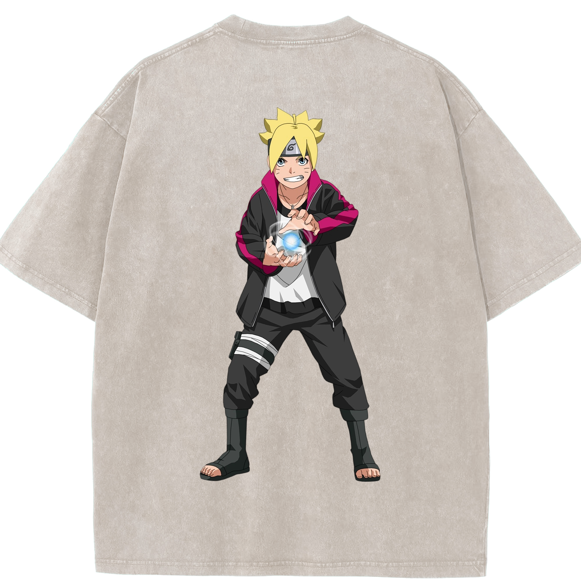 （画像用） NARUTO -ナルト- うずまき ボルト Uzumaki Boruto 綿100% ヴィンテージ風 半袖Tシャツ（背面プリント）
