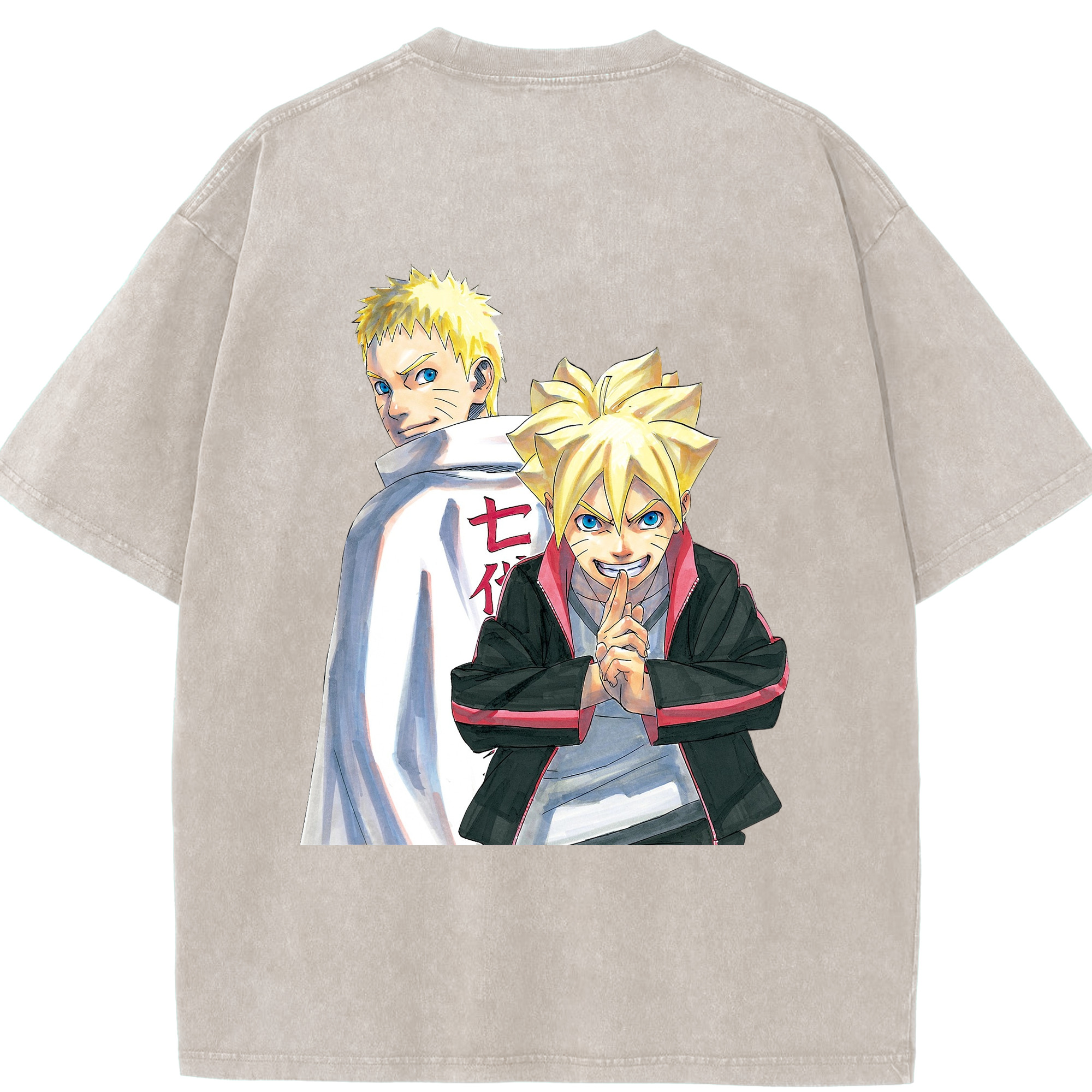 （画像用） NARUTO -ナルト- うずまき ボルト Uzumaki Boruto 綿100% ヴィンテージ風 半袖Tシャツ（背面プリント）