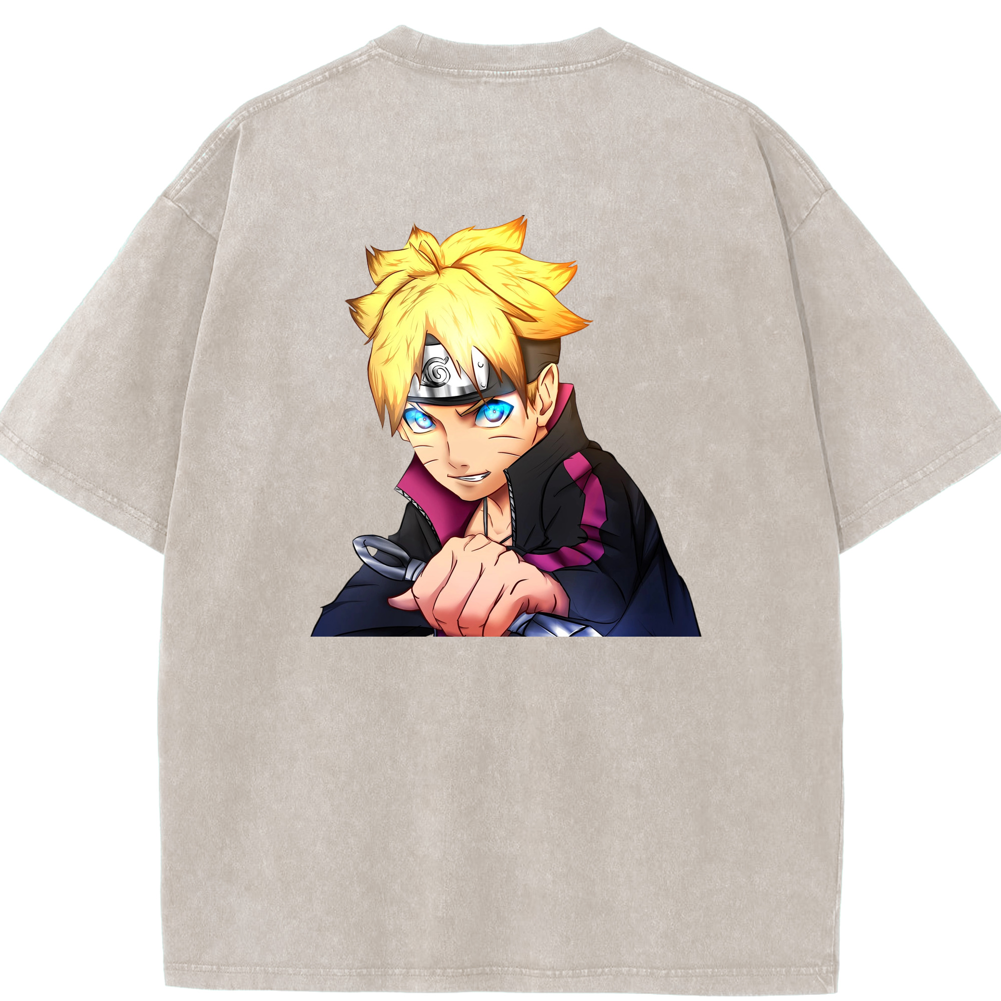 （画像用） NARUTO -ナルト- うずまき ボルト Uzumaki Boruto 綿100% ヴィンテージ風 半袖Tシャツ（背面プリント）