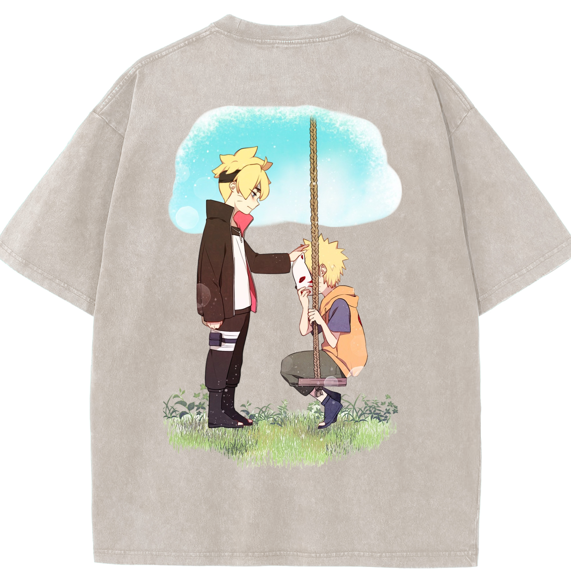 （画像用） NARUTO -ナルト- うずまき ボルト Uzumaki Boruto 綿100% ヴィンテージ風 半袖Tシャツ（背面プリント）