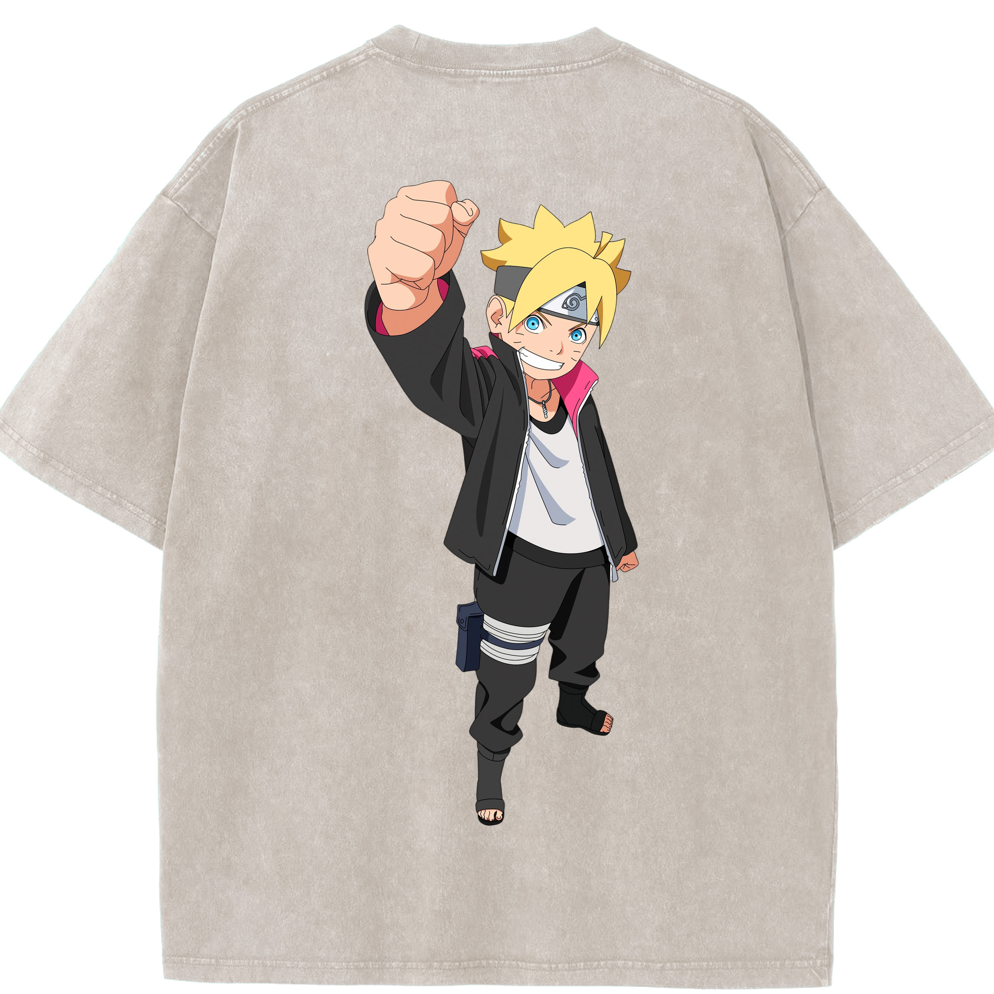 （画像用） NARUTO -ナルト- うずまき ボルト Uzumaki Boruto 綿100% ヴィンテージ風 半袖Tシャツ（背面プリント）