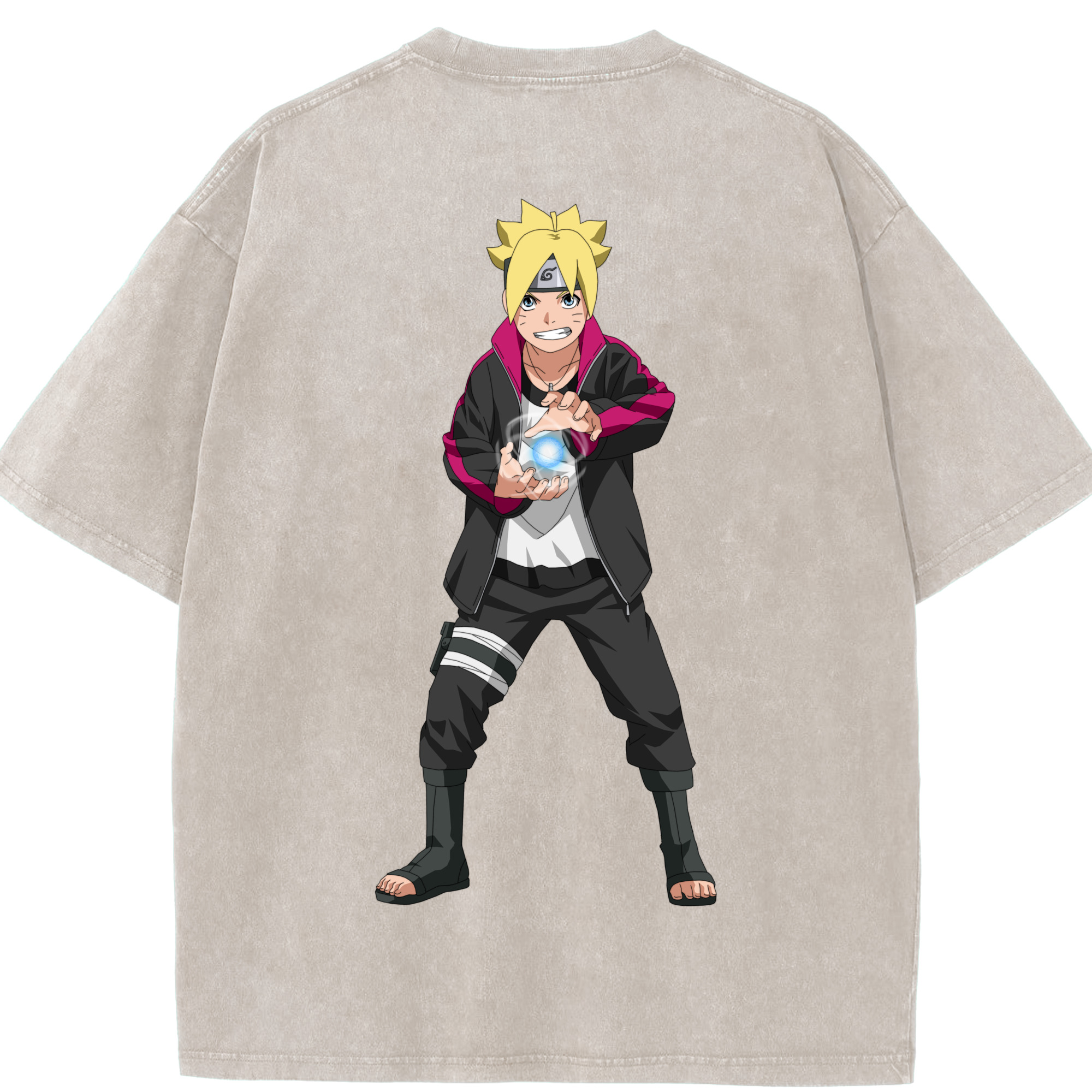 （画像用） NARUTO -ナルト- うずまき ボルト Uzumaki Boruto 綿100% ヴィンテージ風 半袖Tシャツ（背面プリント）