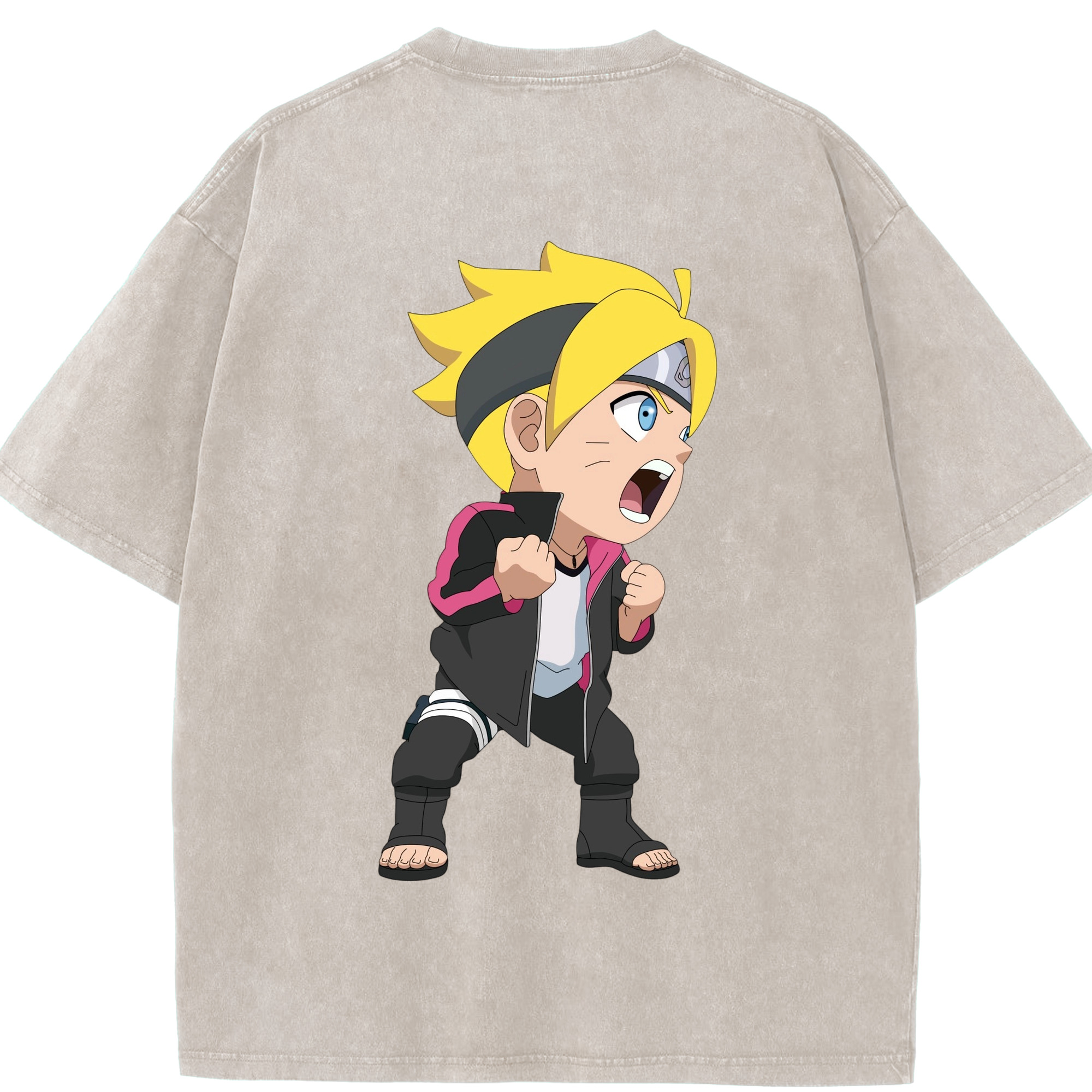 （画像用） NARUTO -ナルト- うずまき ボルト Uzumaki Boruto 綿100% ヴィンテージ風 半袖Tシャツ（背面プリント）