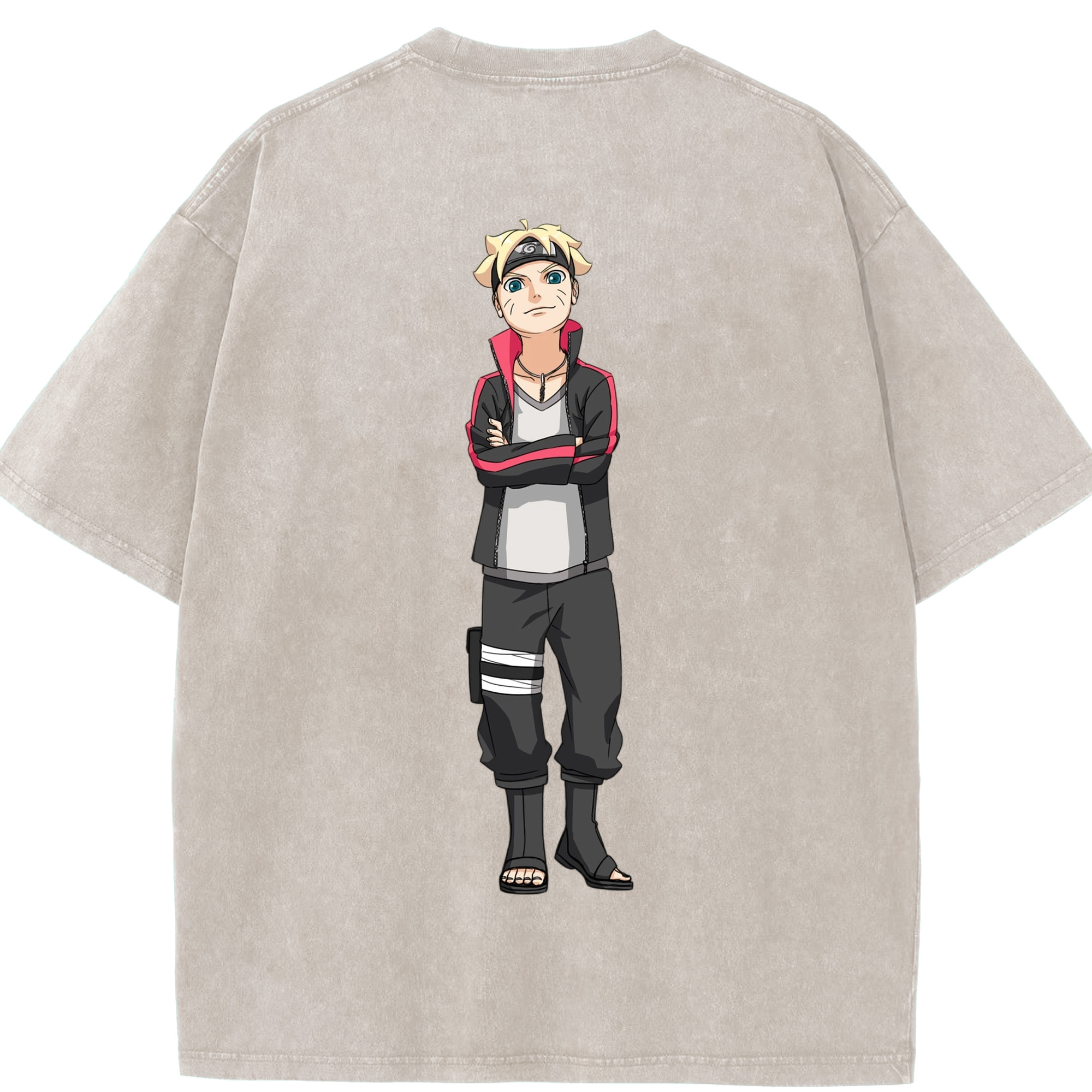 （画像用） NARUTO -ナルト- うずまき ボルト Uzumaki Boruto 綿100% ヴィンテージ風 半袖Tシャツ（背面プリント）