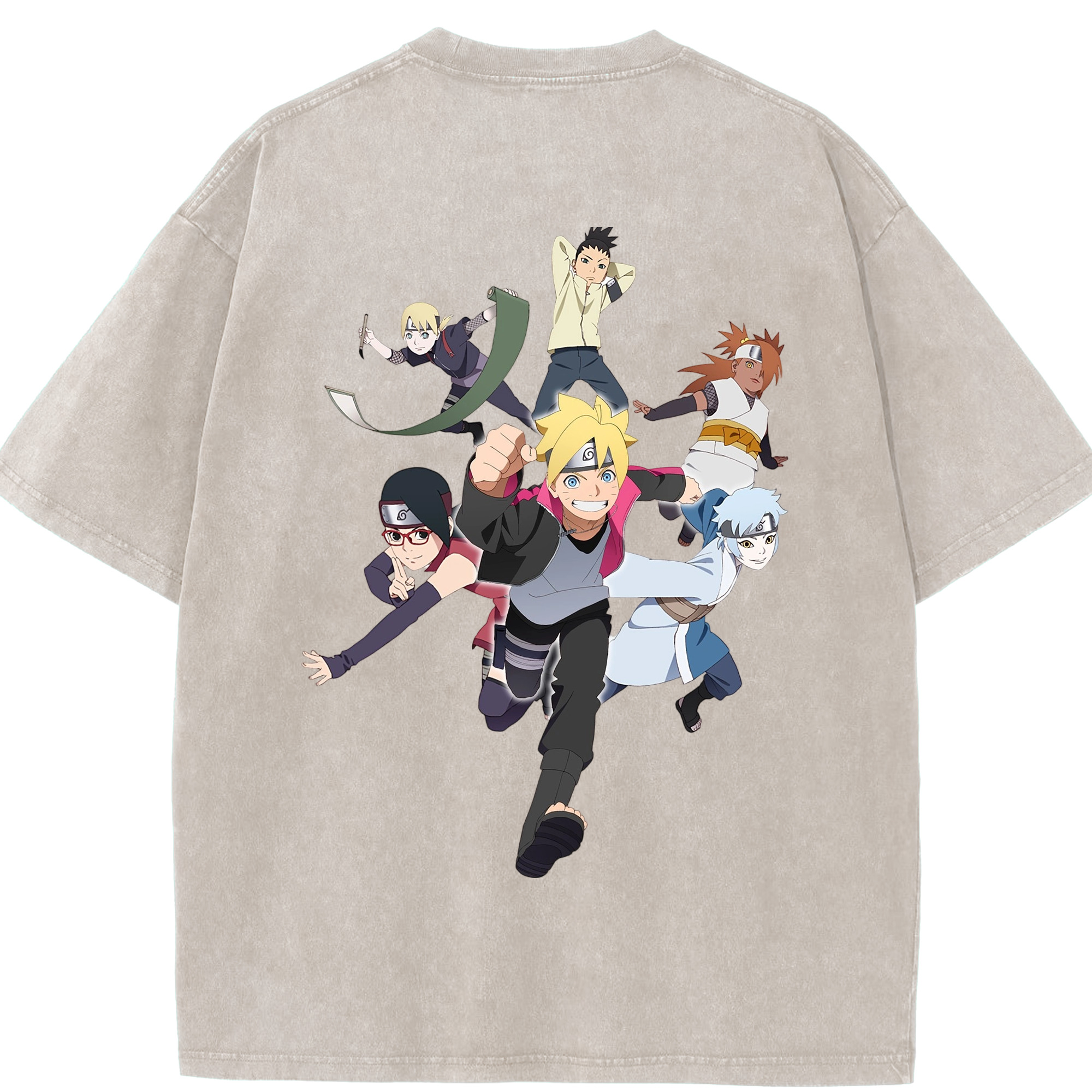 （画像用） NARUTO -ナルト- うずまき ボルト Uzumaki Boruto 綿100% ヴィンテージ風 半袖Tシャツ（背面プリント）