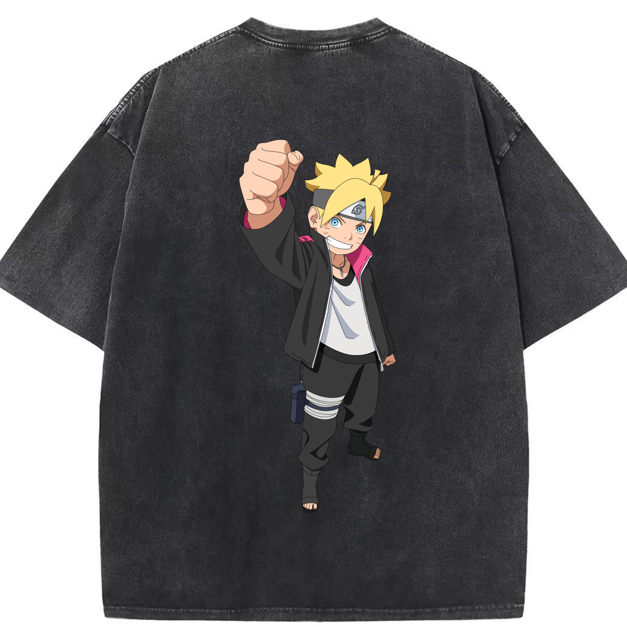 （画像用） NARUTO -ナルト- うずまき ボルト Uzumaki Boruto 綿100% ヴィンテージ風 半袖Tシャツ（背面プリント）