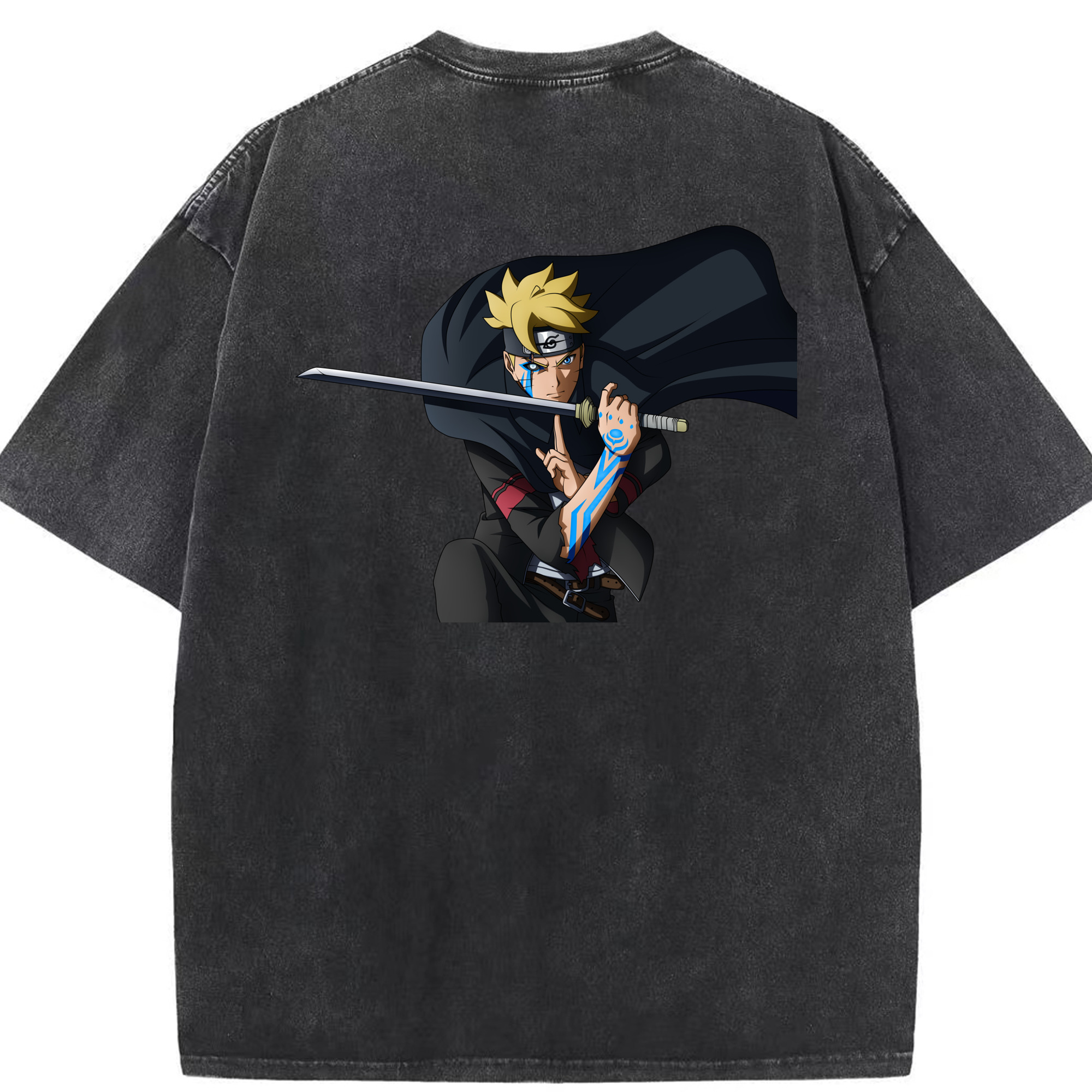 （画像用） NARUTO -ナルト- うずまき ボルト Uzumaki Boruto 綿100% ヴィンテージ風 半袖Tシャツ（背面プリント）