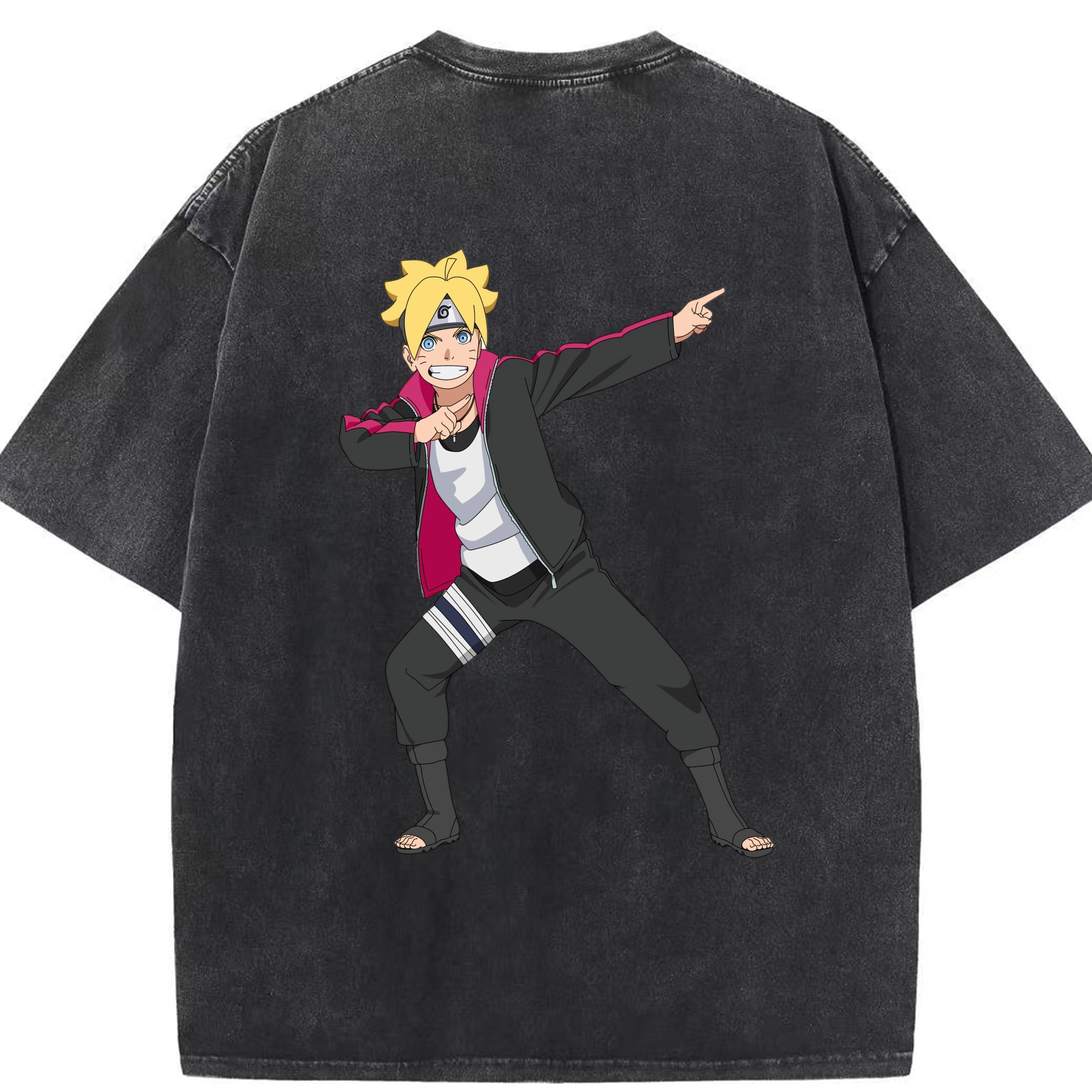 （画像用） NARUTO -ナルト- うずまき ボルト Uzumaki Boruto 綿100% ヴィンテージ風 半袖Tシャツ（背面プリント）