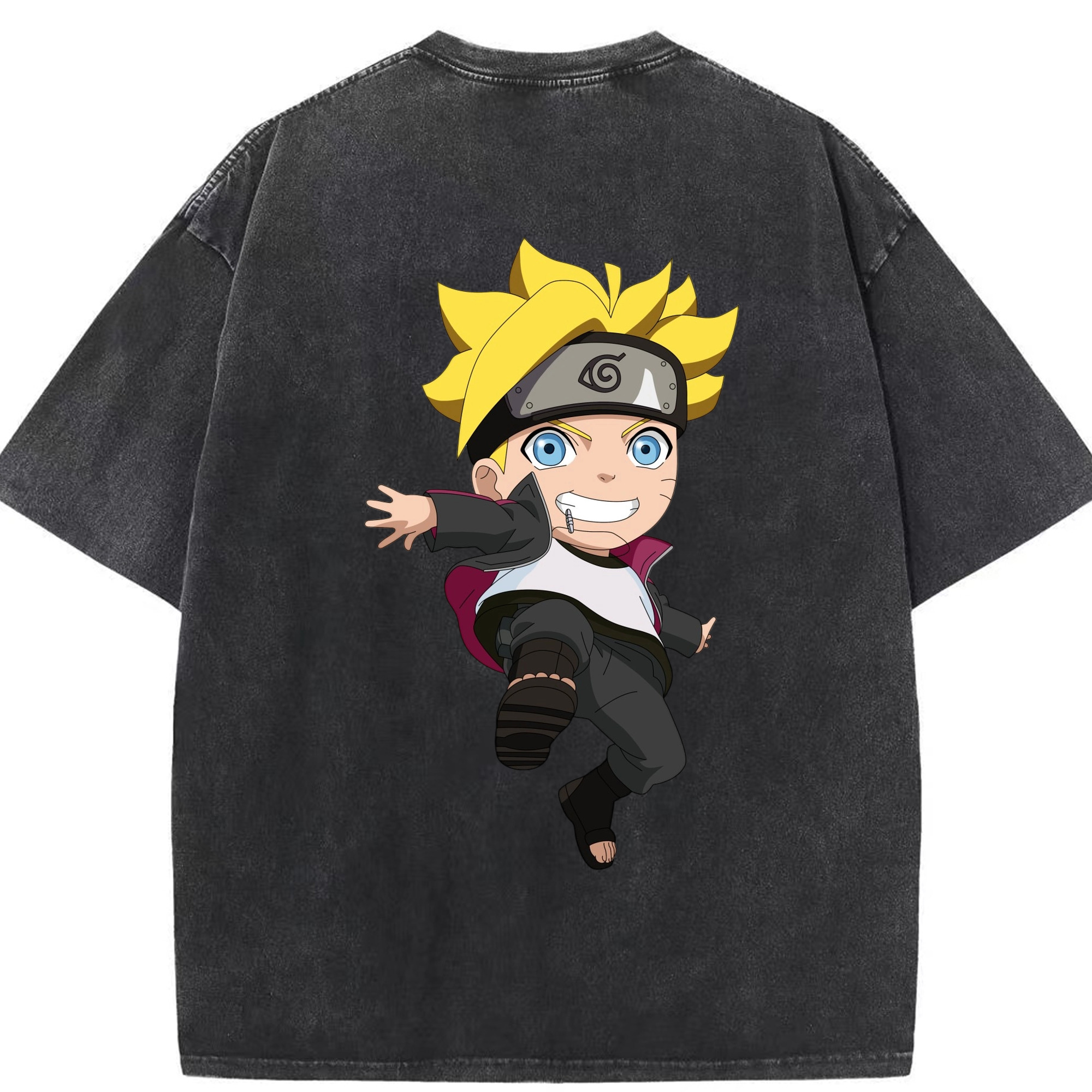（画像用） NARUTO -ナルト- うずまき ボルト Uzumaki Boruto 綿100% ヴィンテージ風 半袖Tシャツ（背面プリント）