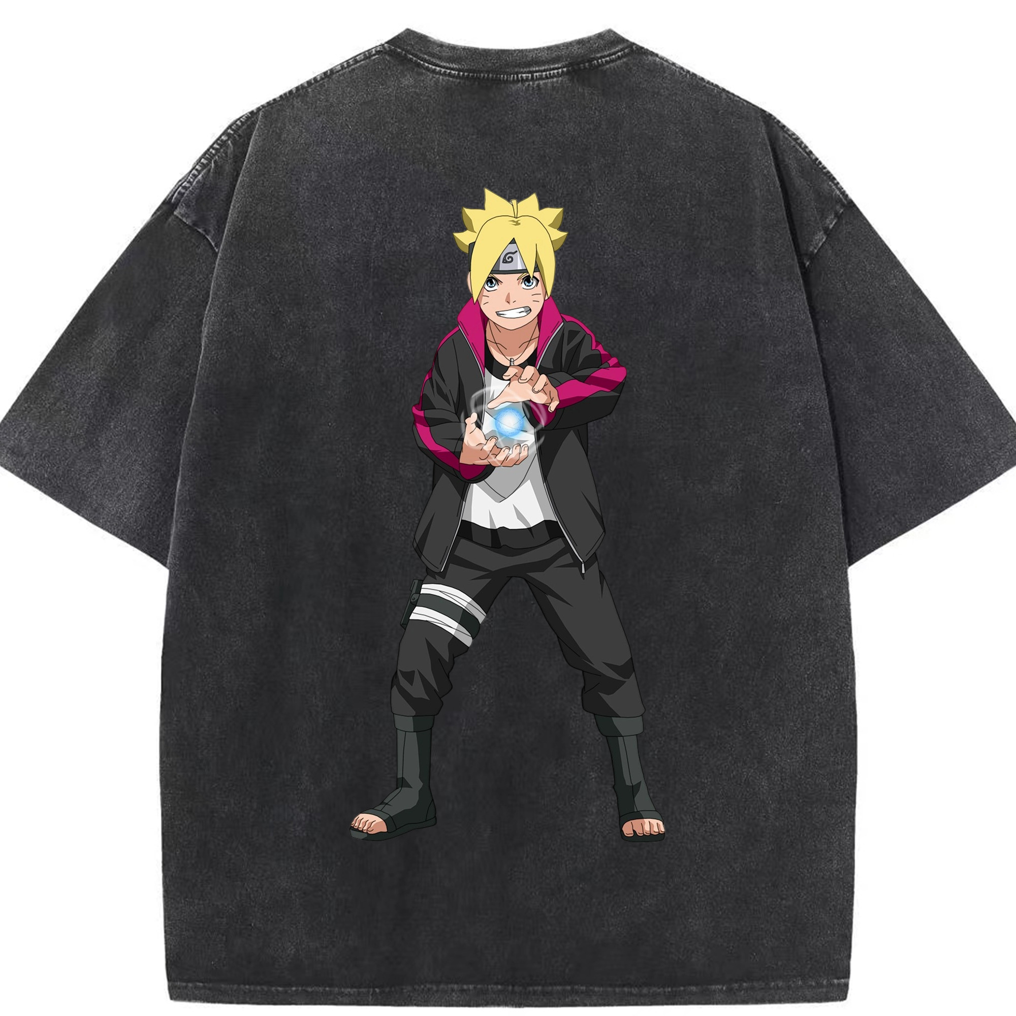 （画像用） NARUTO -ナルト- うずまき ボルト Uzumaki Boruto 綿100% ヴィンテージ風 半袖Tシャツ（背面プリント）