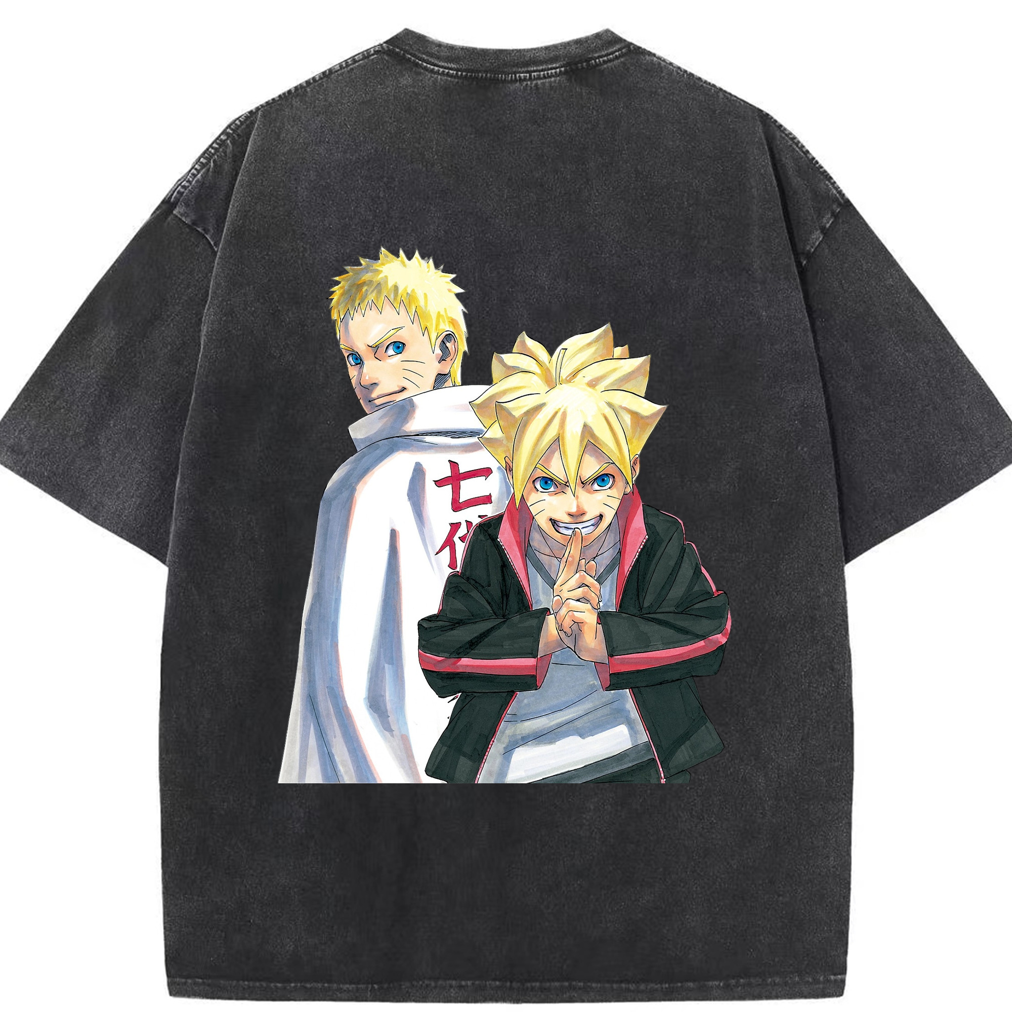 （画像用） NARUTO -ナルト- うずまき ボルト Uzumaki Boruto 綿100% ヴィンテージ風 半袖Tシャツ（背面プリント）