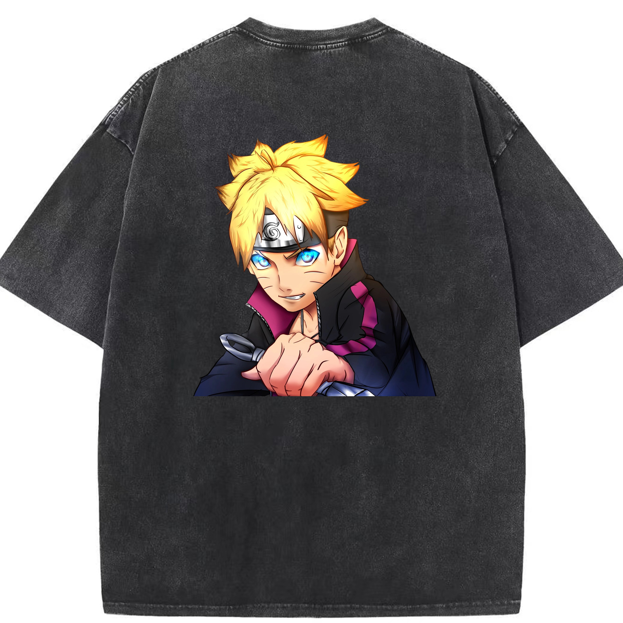 （画像用） NARUTO -ナルト- うずまき ボルト Uzumaki Boruto 綿100% ヴィンテージ風 半袖Tシャツ（背面プリント）