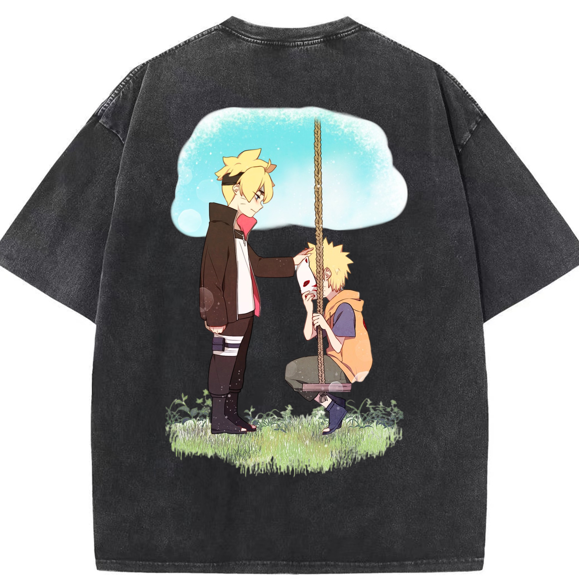（画像用） NARUTO -ナルト- うずまき ボルト Uzumaki Boruto 綿100% ヴィンテージ風 半袖Tシャツ（背面プリント）