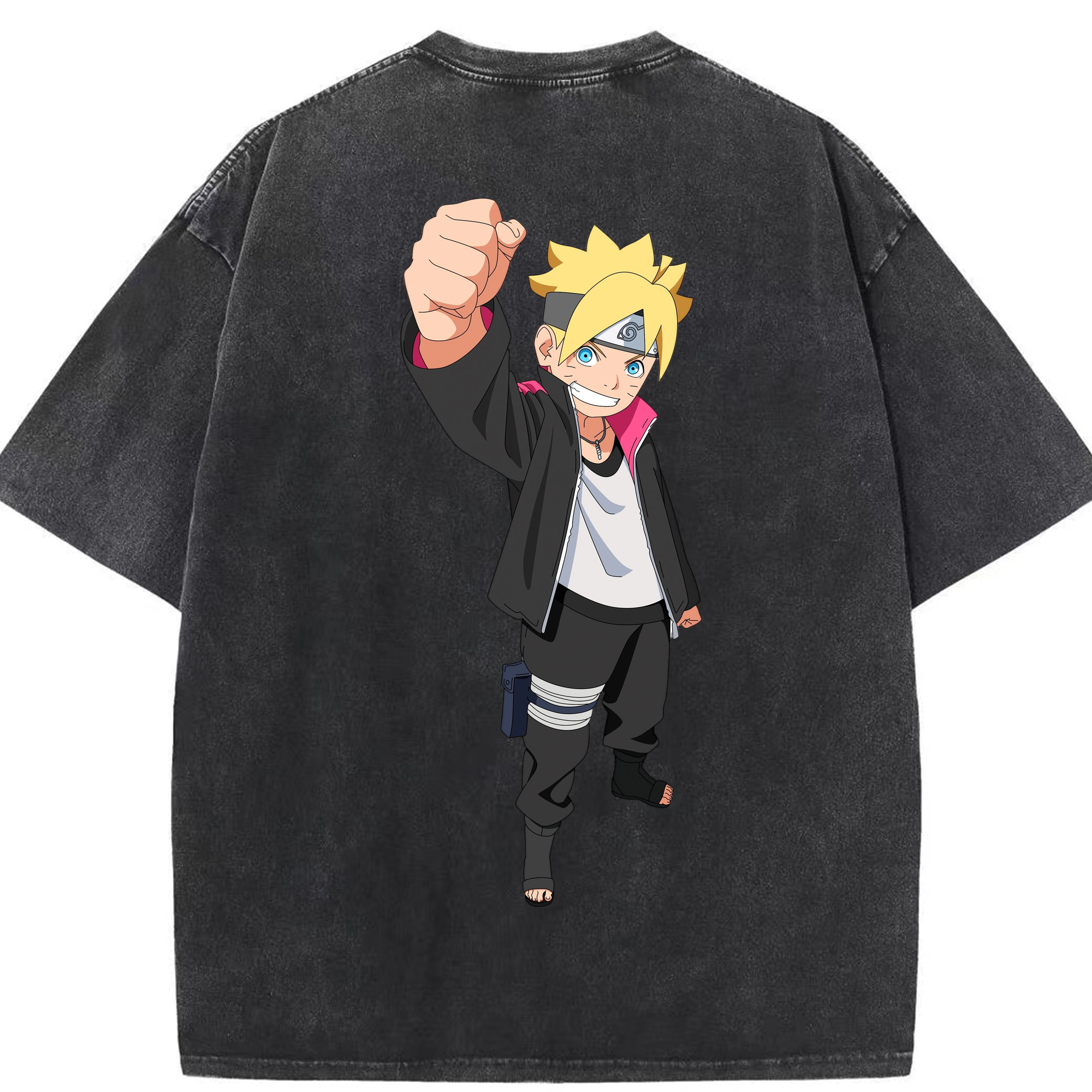 （画像用） NARUTO -ナルト- うずまき ボルト Uzumaki Boruto 綿100% ヴィンテージ風 半袖Tシャツ（背面プリント）