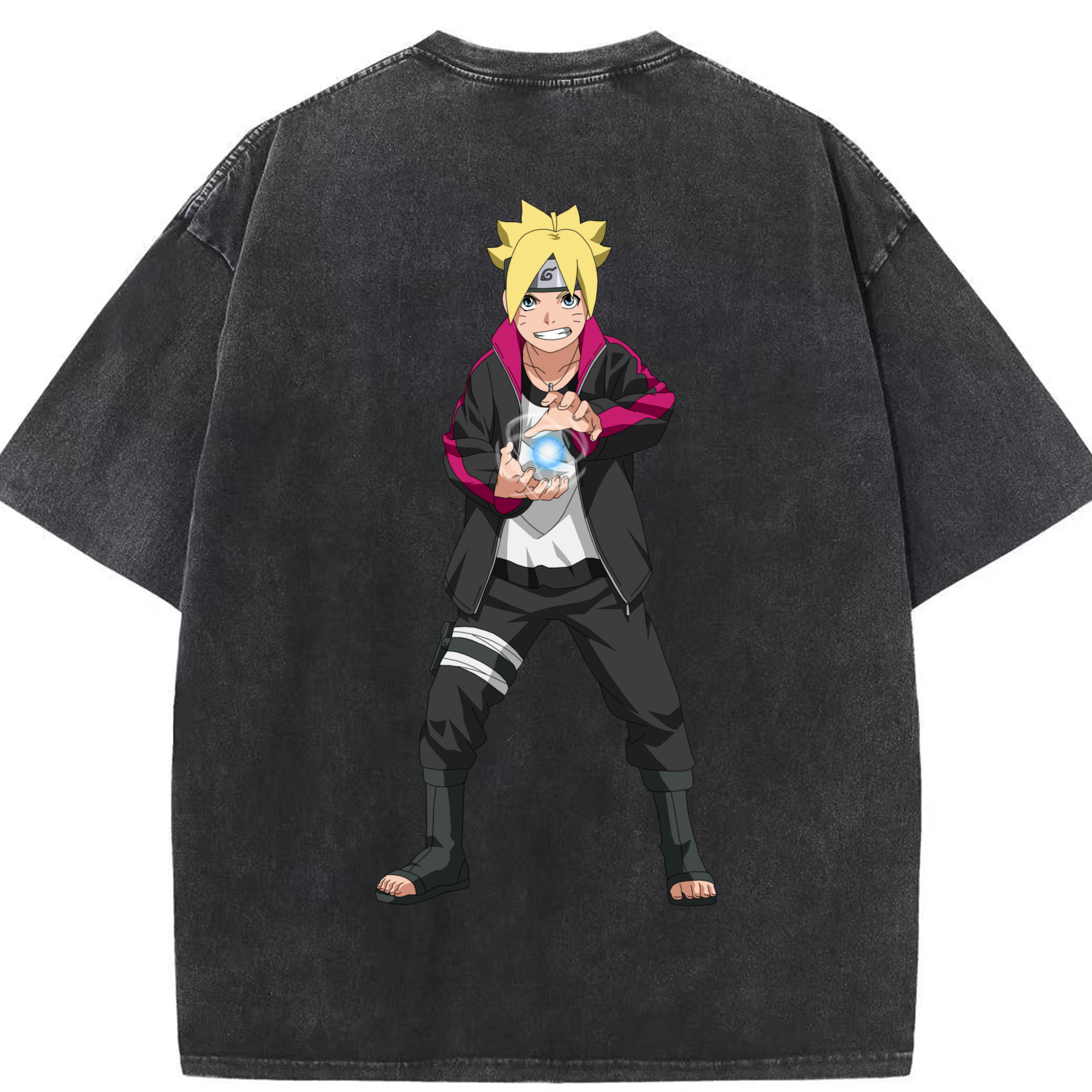 （画像用） NARUTO -ナルト- うずまき ボルト Uzumaki Boruto 綿100% ヴィンテージ風 半袖Tシャツ（背面プリント）